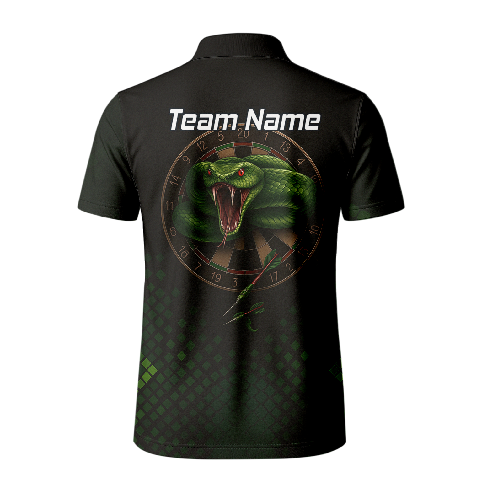 Personalised Green Viper Snake Dartboard Polo Shirt Black For Men J2772 additional image 3