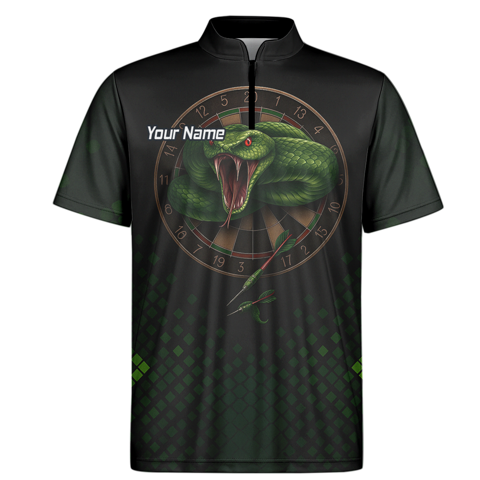Personalised Green Viper Snake Dartboard Polo Shirt Black For Men J2772 additional image 6