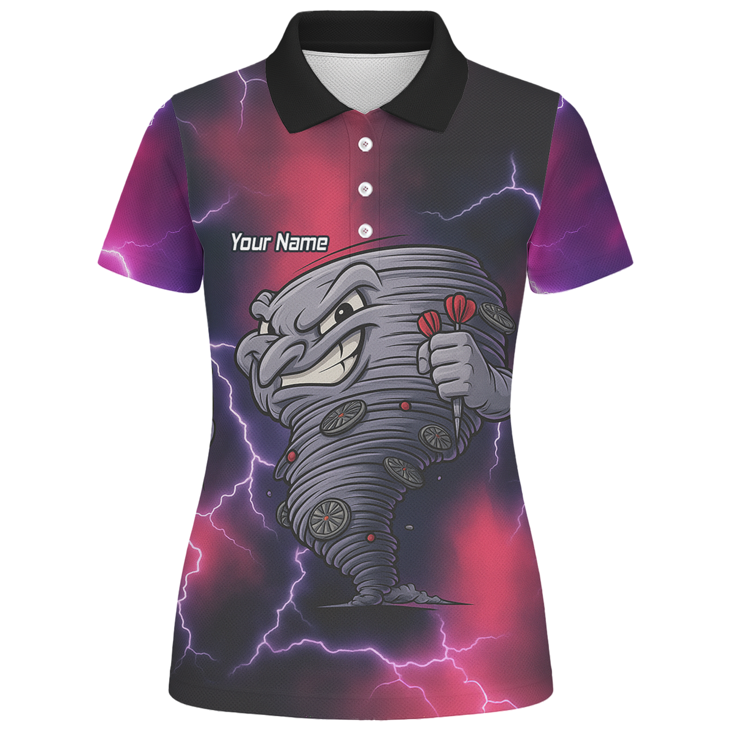 Personalised Tornado Lightning Dart Polo Shirt Black Red Purple For Men M1397 additional image 1