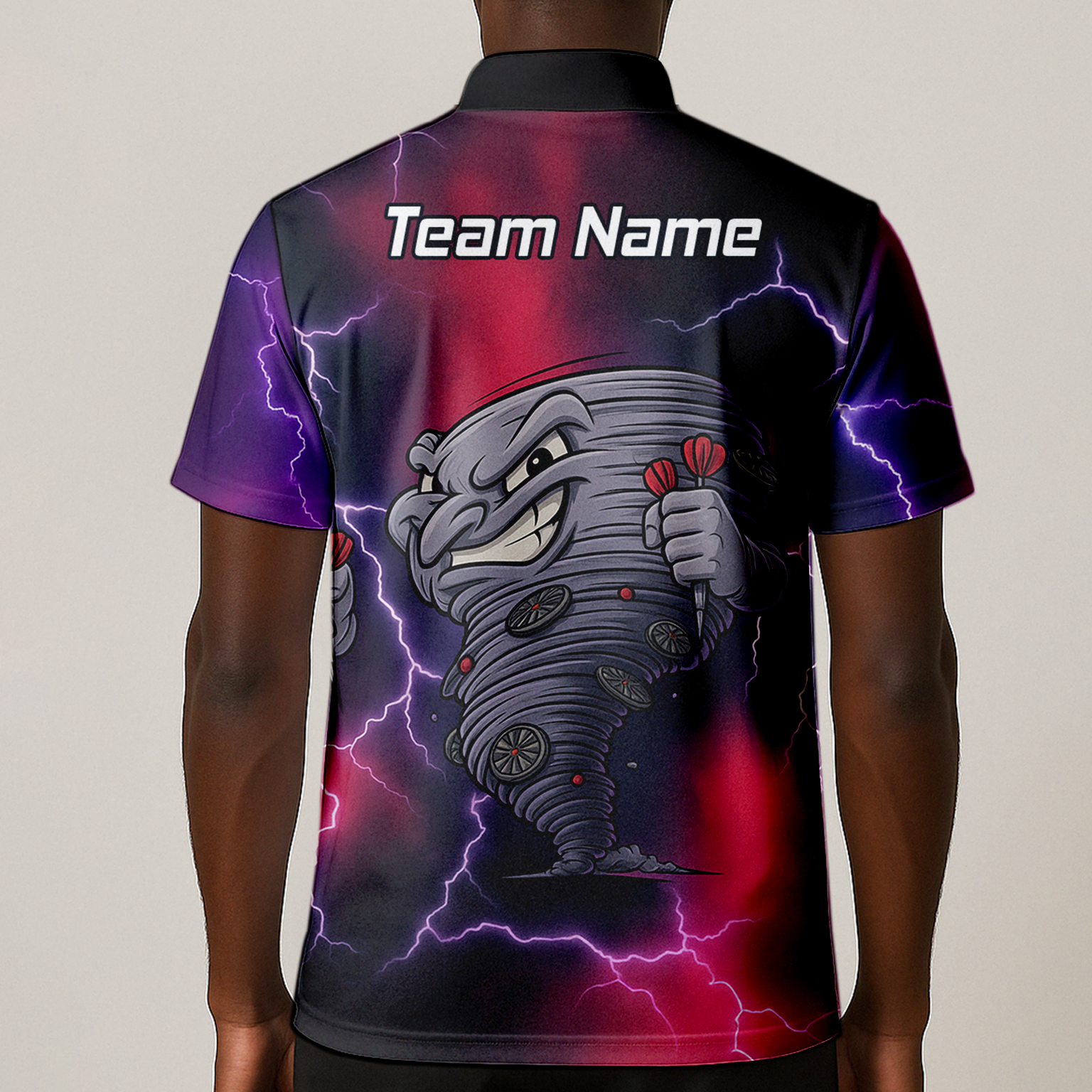 Personalised Tornado Lightning Dart Polo Shirt Black Red Purple For Men M1397 additional image 1