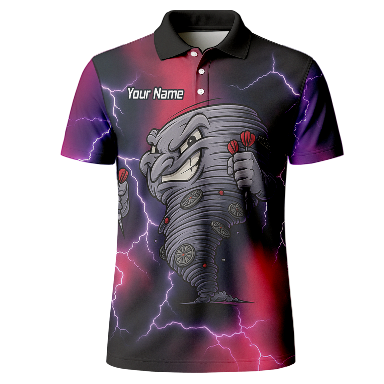 Personalised Tornado Lightning Dart Polo Shirt Black Red Purple For Men M1397 additional image 2