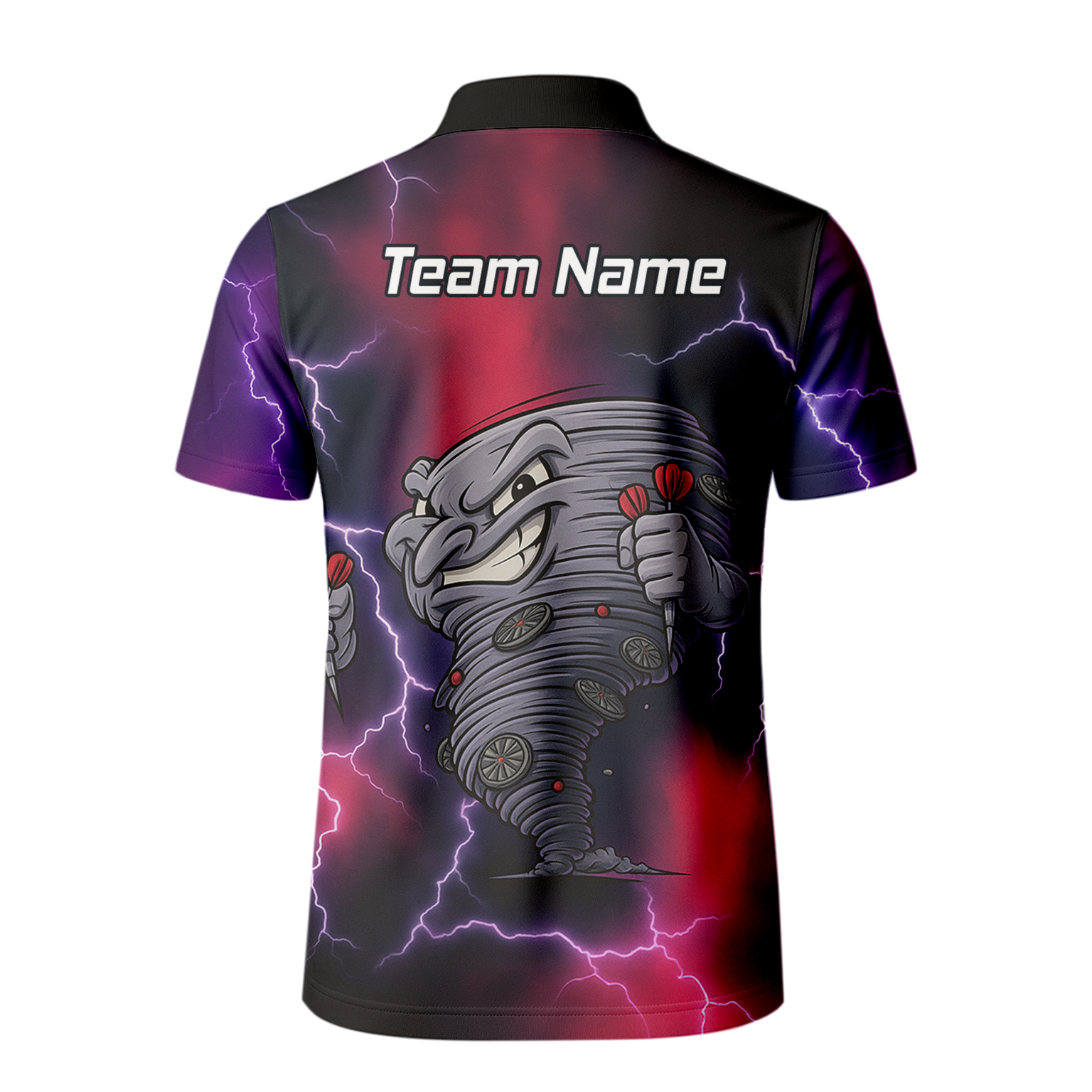 Personalised Tornado Lightning Dart Polo Shirt Black Red Purple For Men M1397 additional image 3