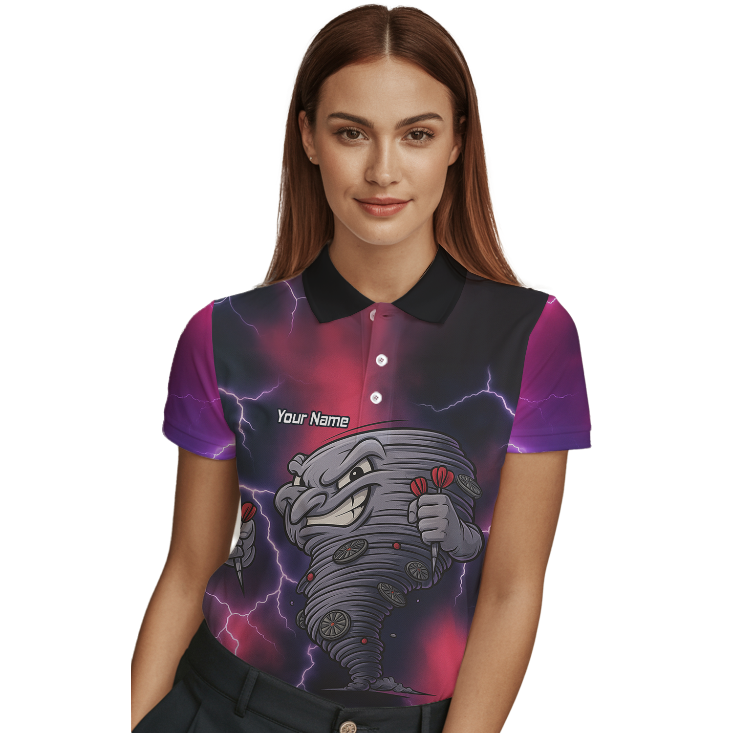 Personalised Tornado Lightning Dart Polo Shirt Black Red Purple For Men M1397 additional image 3