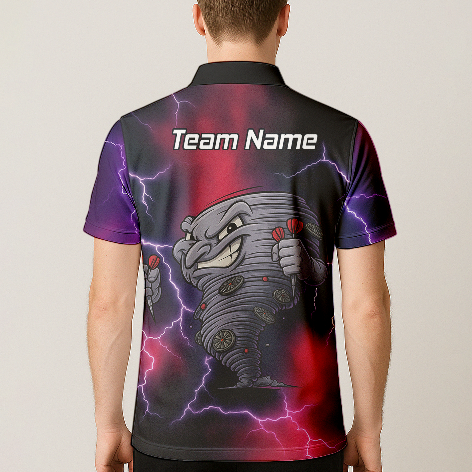 Personalised Tornado Lightning Dart Polo Shirt Black Red Purple For Men M1397 additional image 5