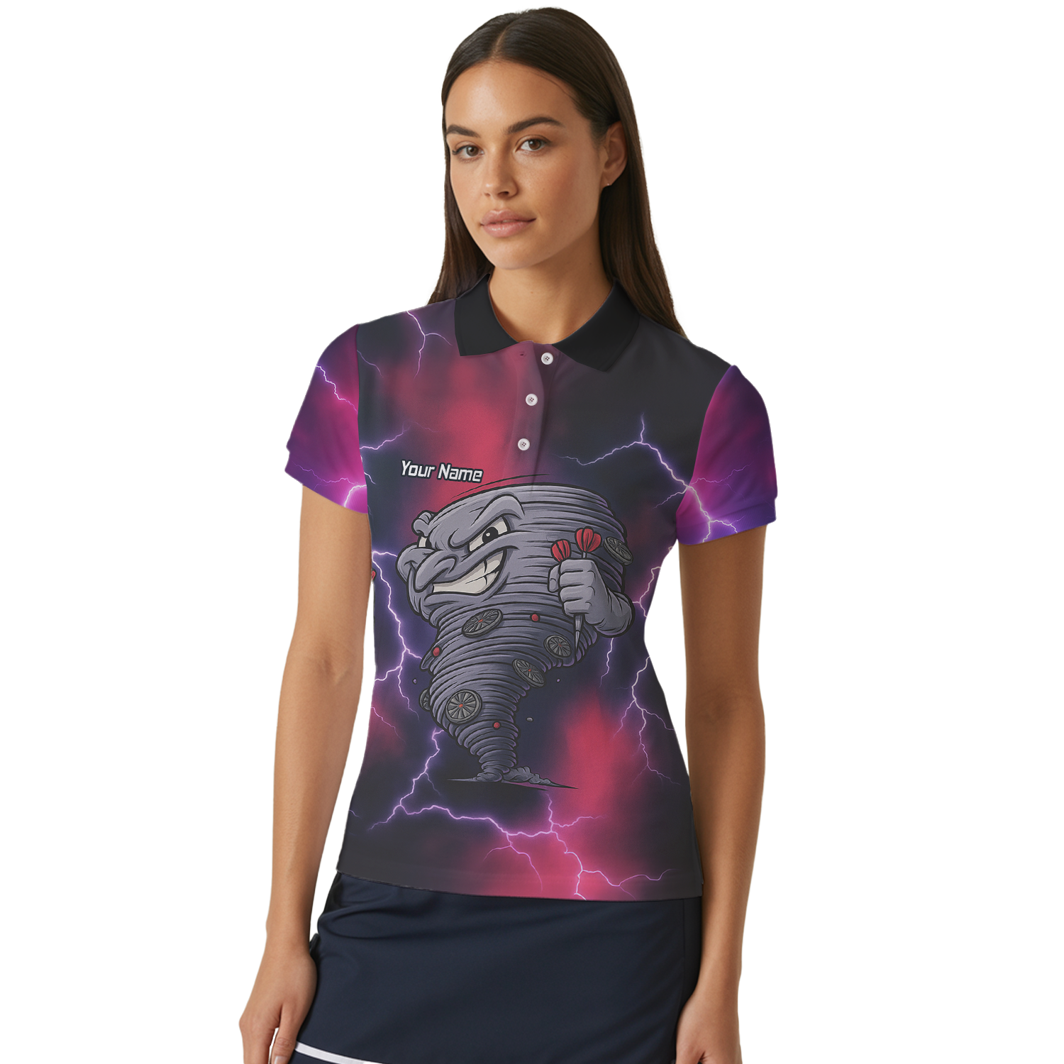 Personalised Tornado Lightning Dart Polo Shirt Black Red Purple For Men M1397 additional image 4