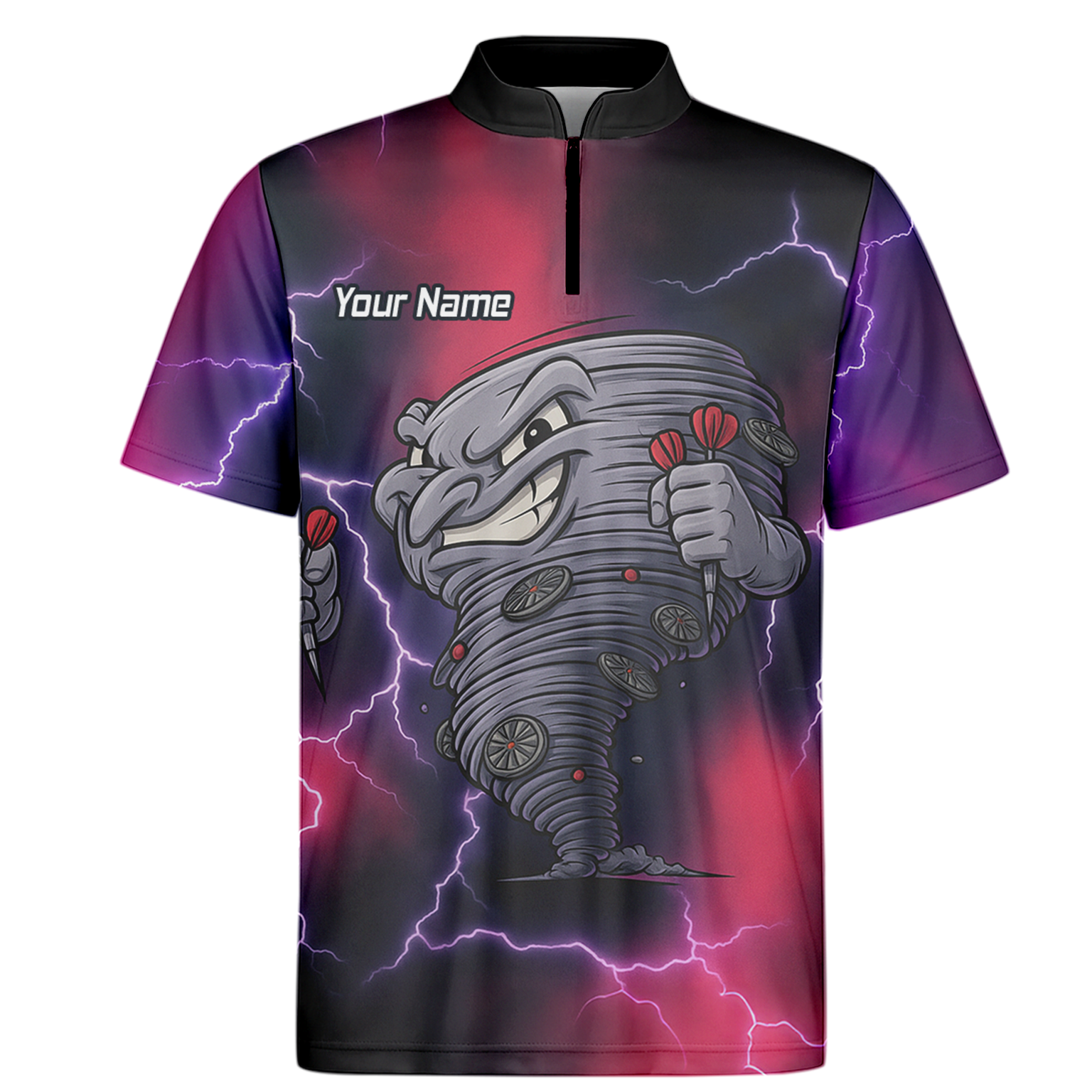 Personalised Tornado Lightning Dart Polo Shirt Black Red Purple For Men M1397 additional image 6