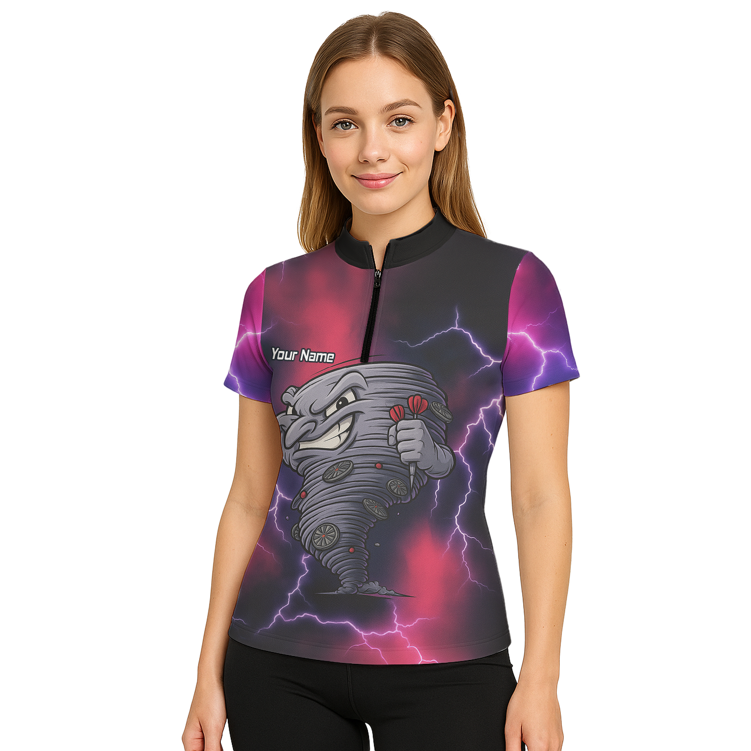 Personalised Tornado Lightning Dart Polo Shirt Black Red Purple For Men M1397 additional image 5