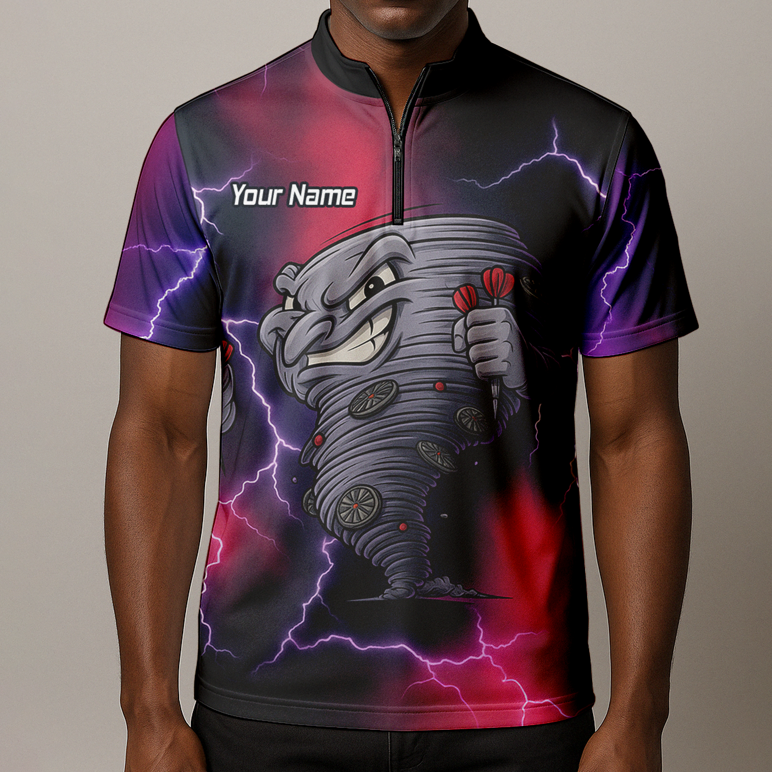 Personalised Tornado Lightning Dart Polo Shirt Black Red Purple For Men M1397 additional image 8
