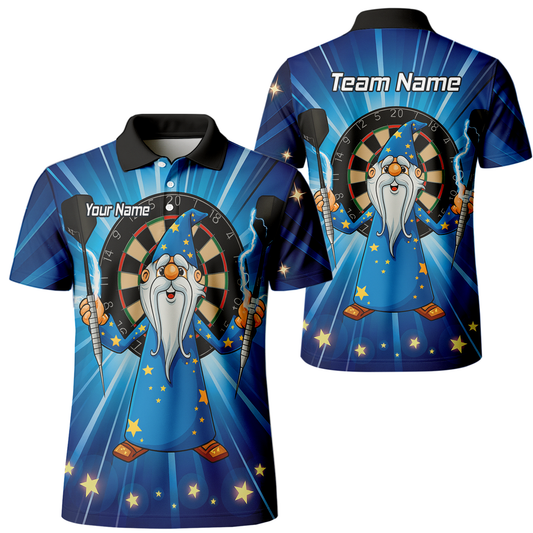 Personalised Magic Wizard Dart Polo Shirt Blue Stars For Men V9664 main image - polo No