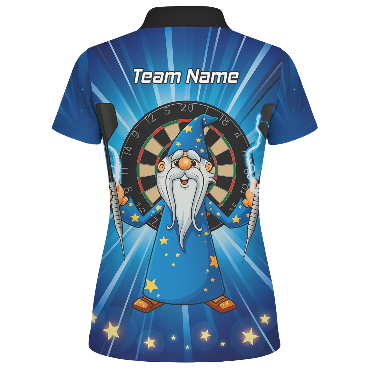 Personalised Magic Wizard Dart Polo Shirt Blue Stars For Men V9664 additional image 2
