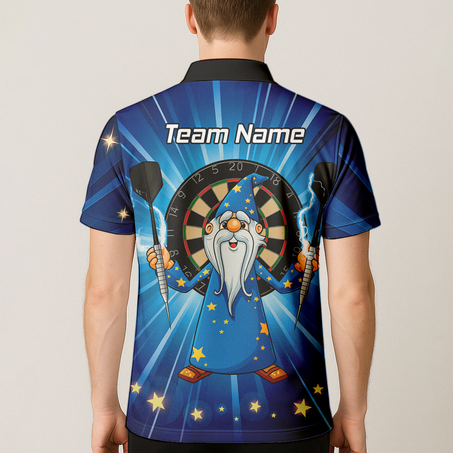 Personalised Magic Wizard Dart Polo Shirt Blue Stars For Men V9664 additional image 5