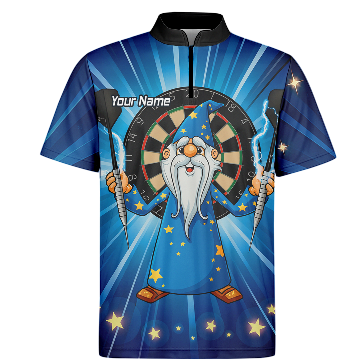 Personalised Magic Wizard Dart Polo Shirt Blue Stars For Men V9664 additional image 6
