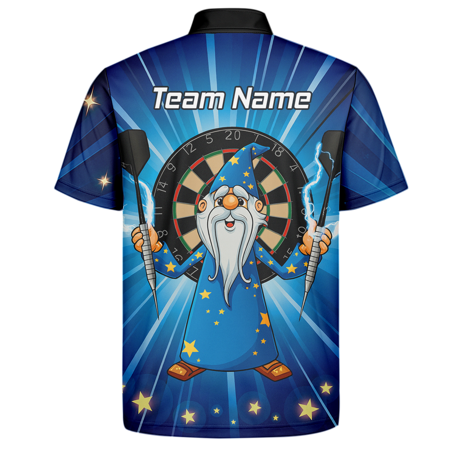 Personalised Magic Wizard Dart Polo Shirt Blue Stars For Men V9664 additional image 7