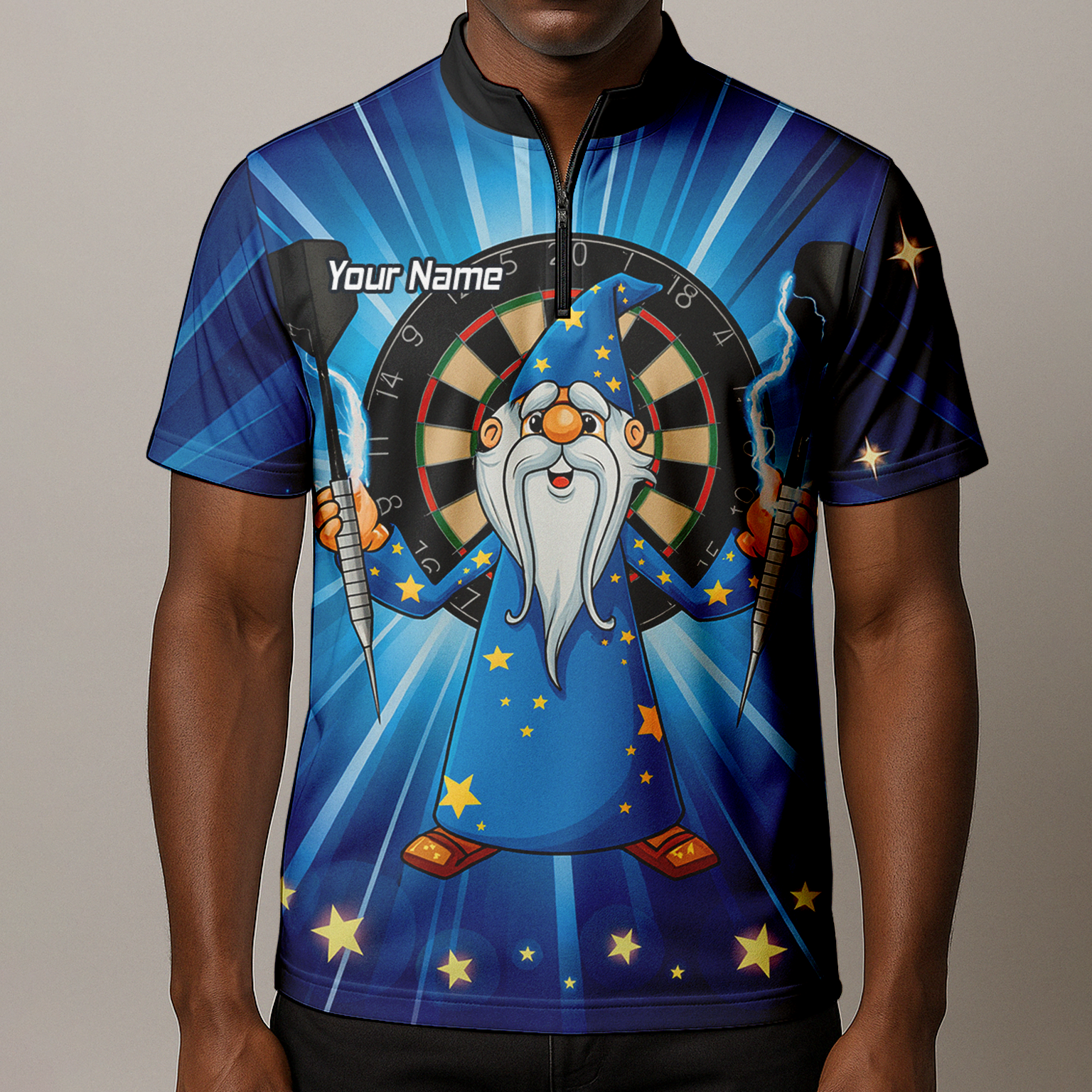 Personalised Magic Wizard Dart Polo Shirt Blue Stars For Men V9664 additional image 8