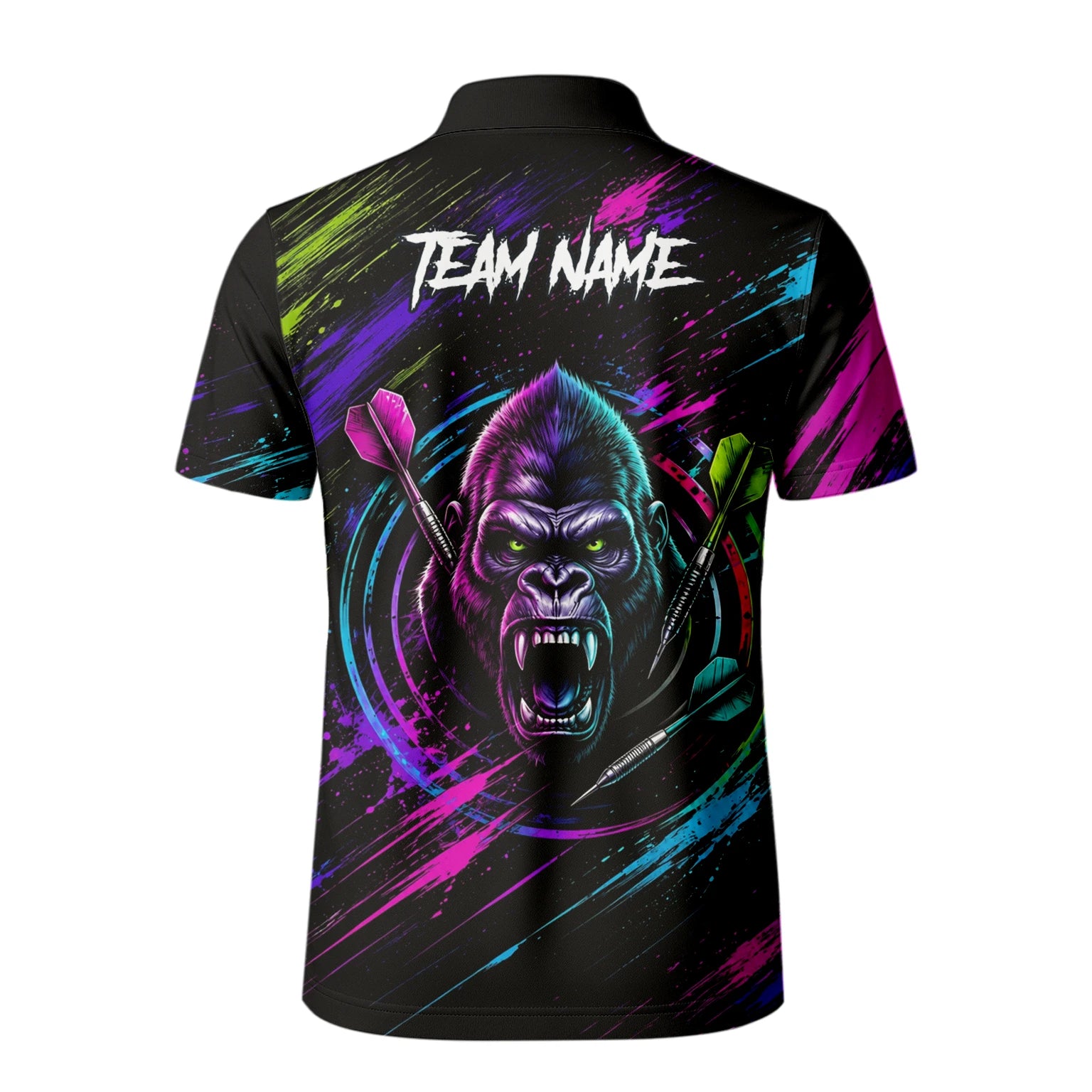 Personalised Black Pink & Purple Gorilla Darts Shirt For Men U874