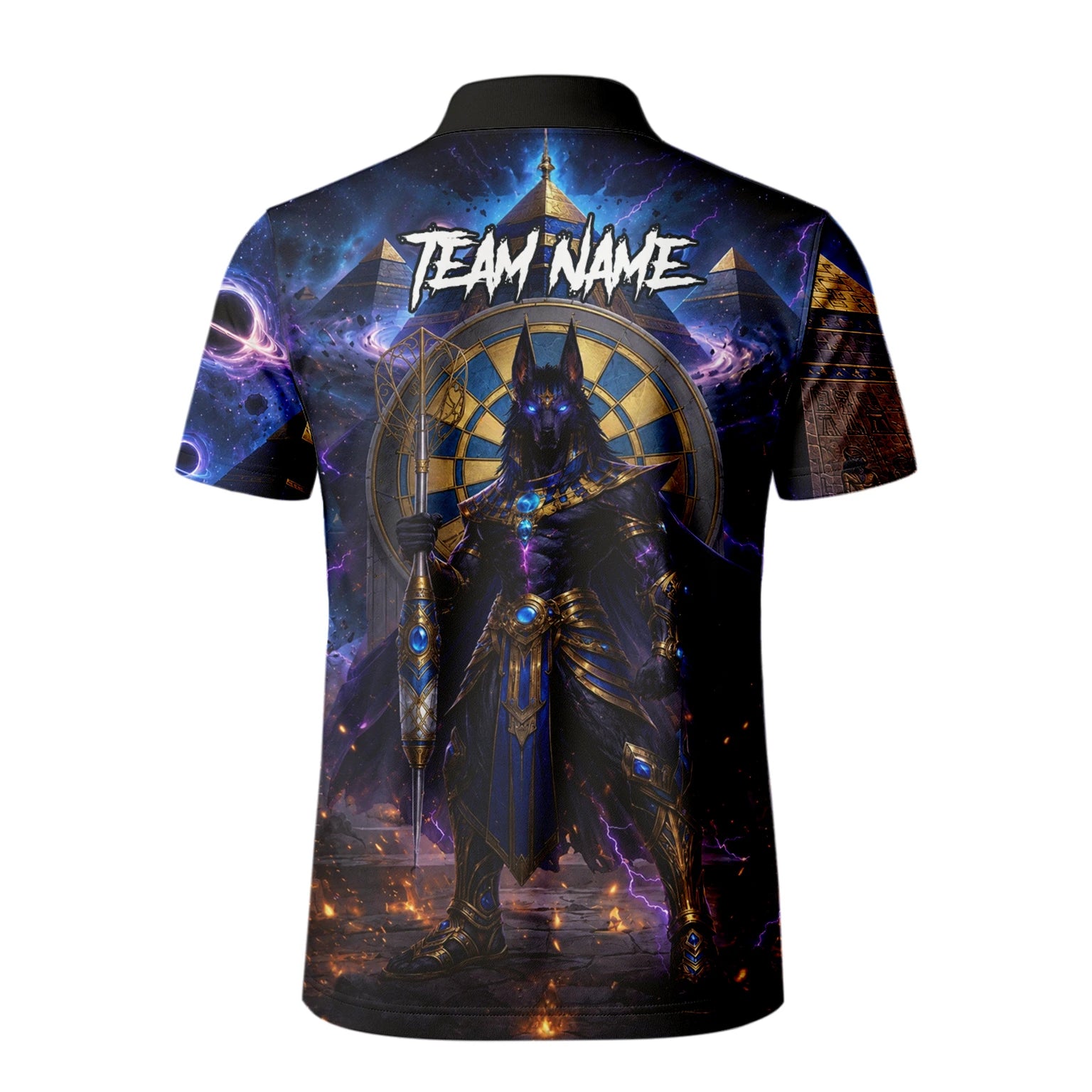 Personalised Blue Gold & Black Anubis Darts Shirt For Men N118