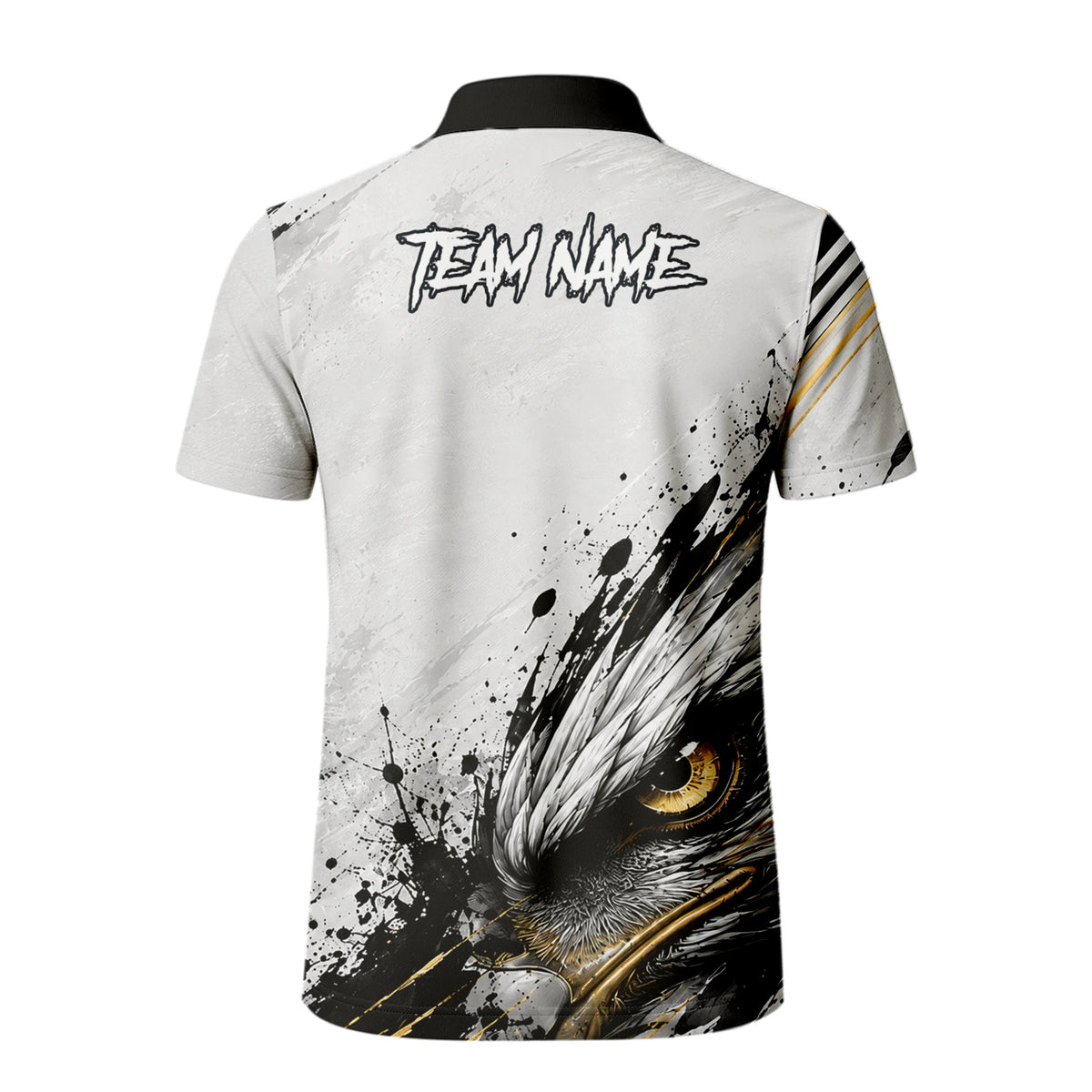 Personalised White Black Gold Bald Eagle Darts Shirt For Men S805