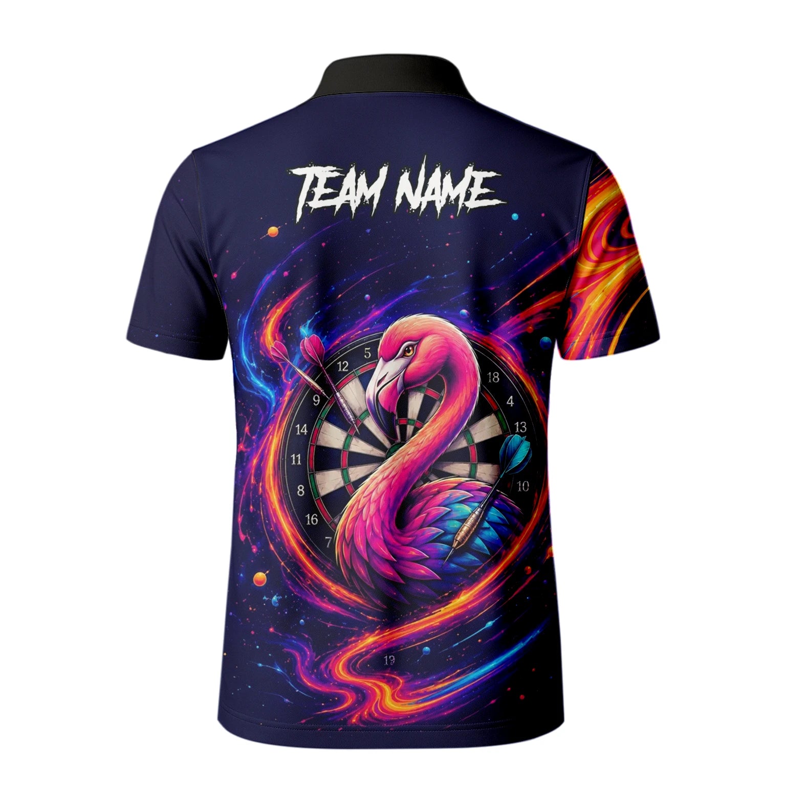 Personalised Neon Flamingo Galaxy Darts Polo Shirt For Men D064