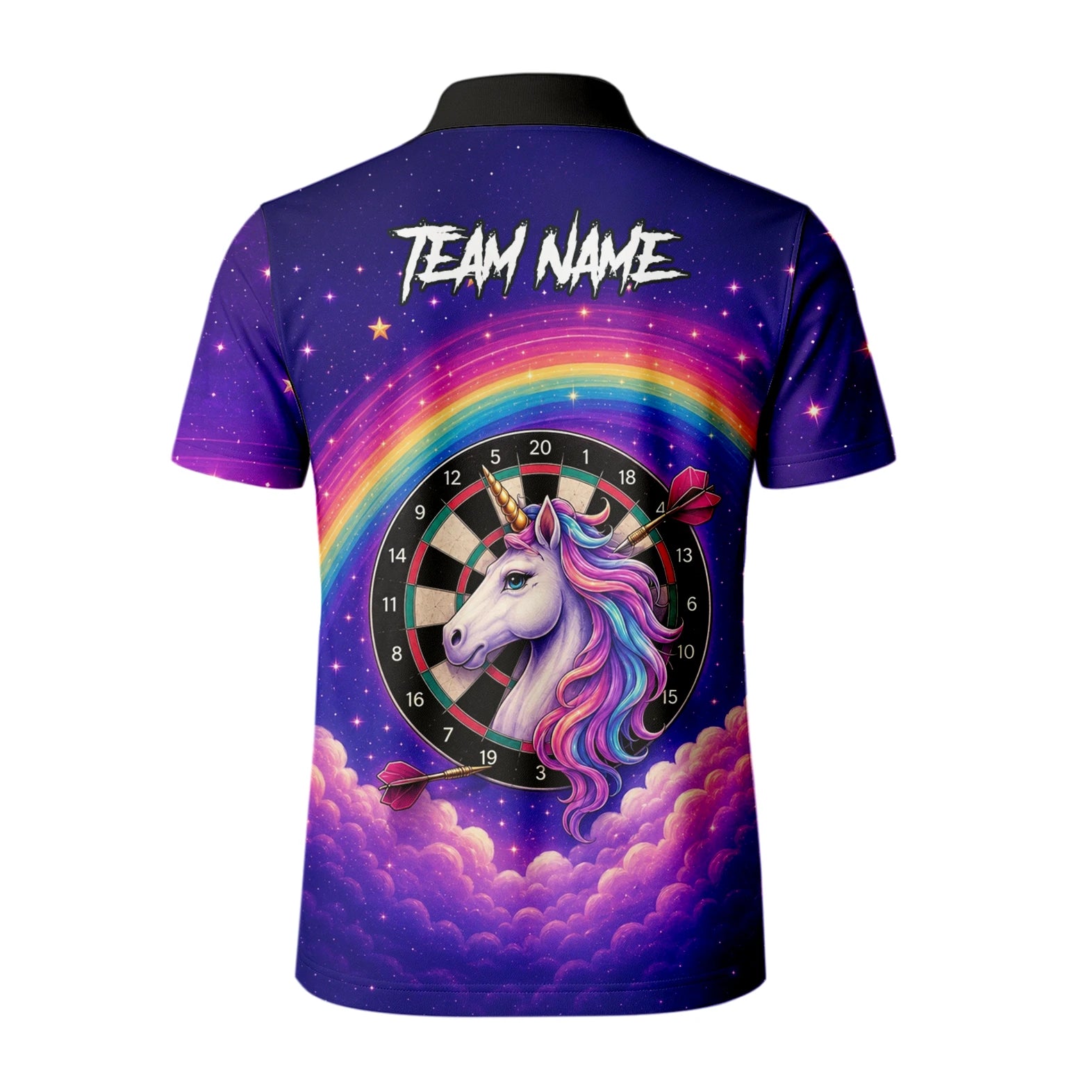 Personalised Rainbow Unicorn Darts Polo Shirt For Men V221