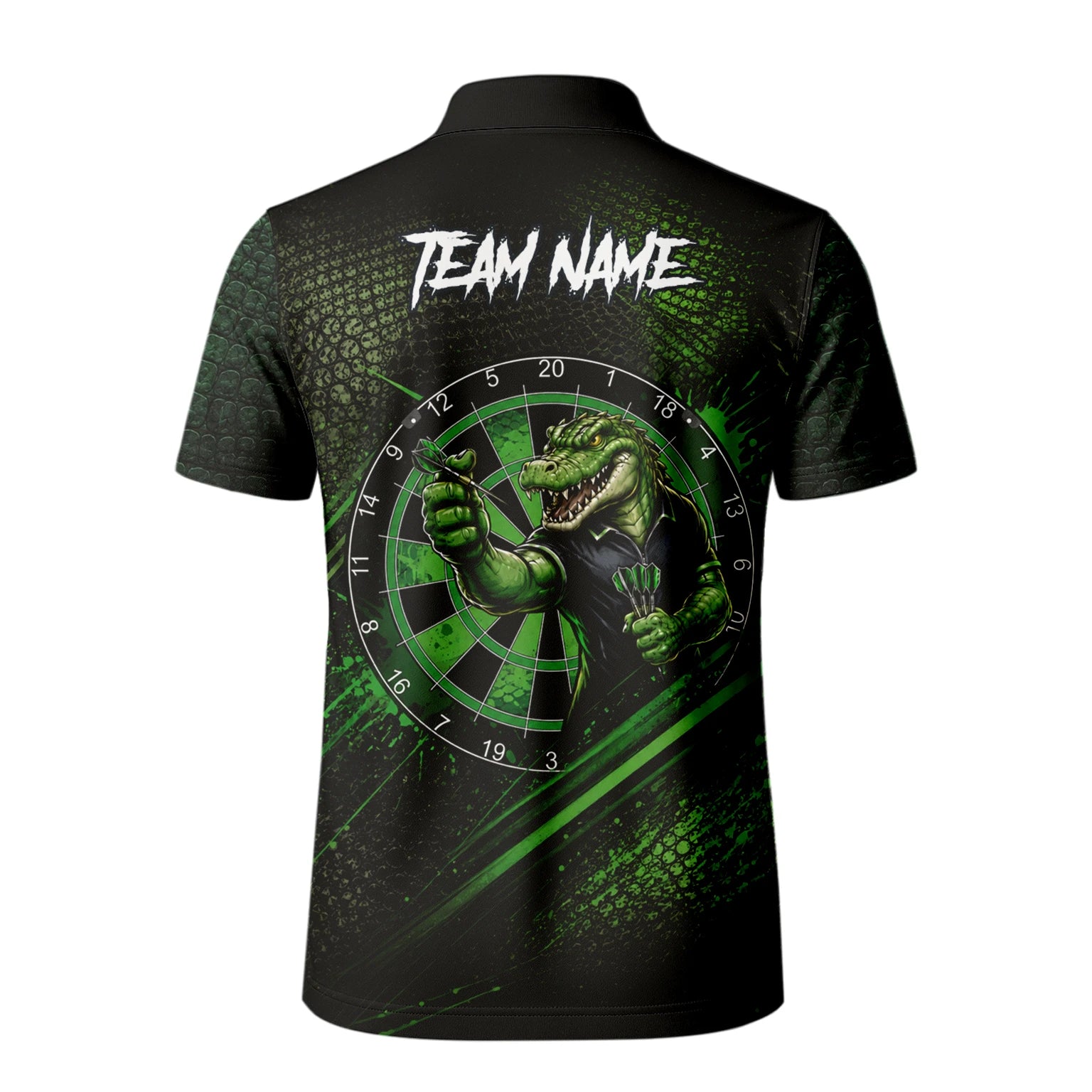 Personalised Black & Green Crocodile Darts Player Shirt For Men I987