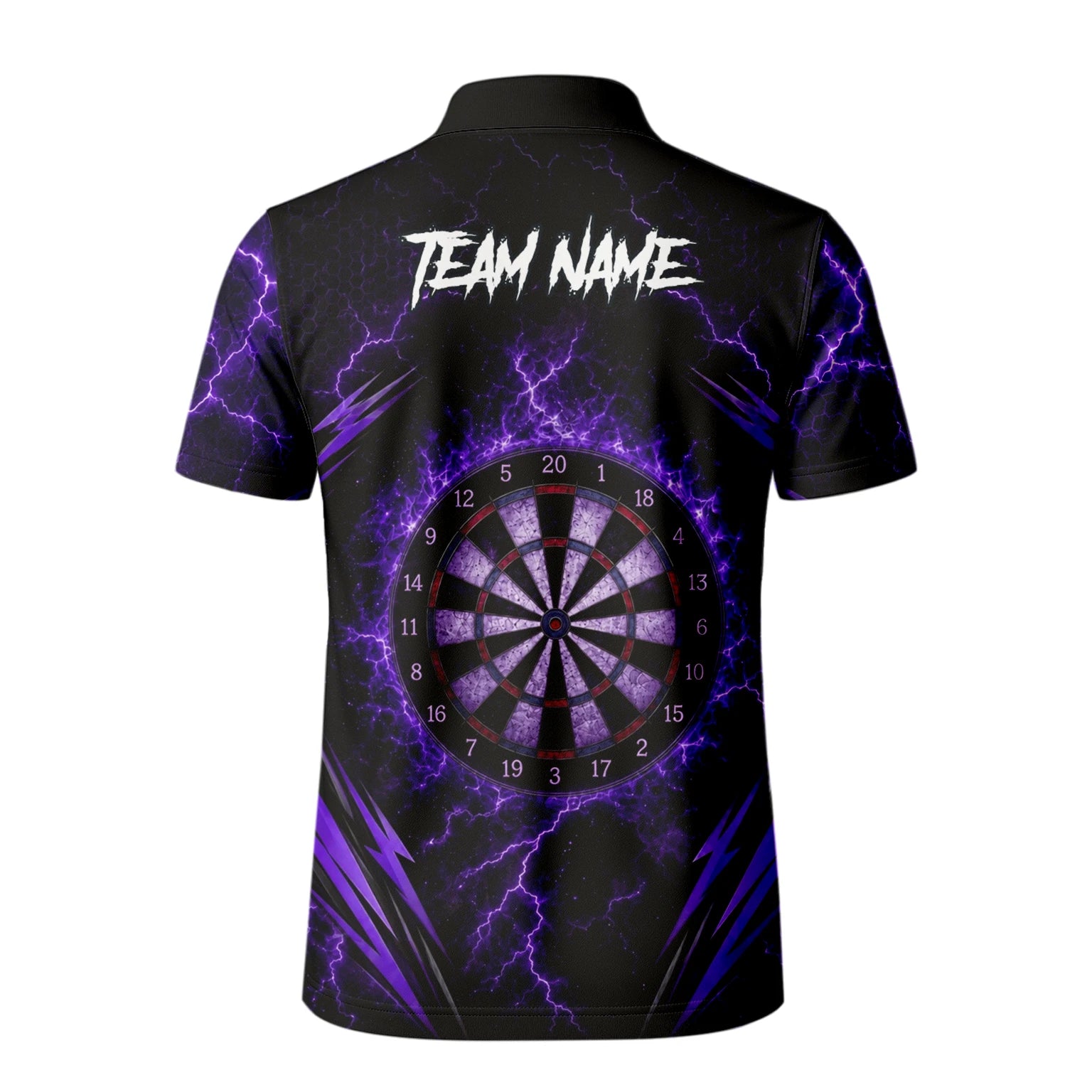 Personalised Black & Purple Lightning Skeleton Hand Darts Shirt For Men H822