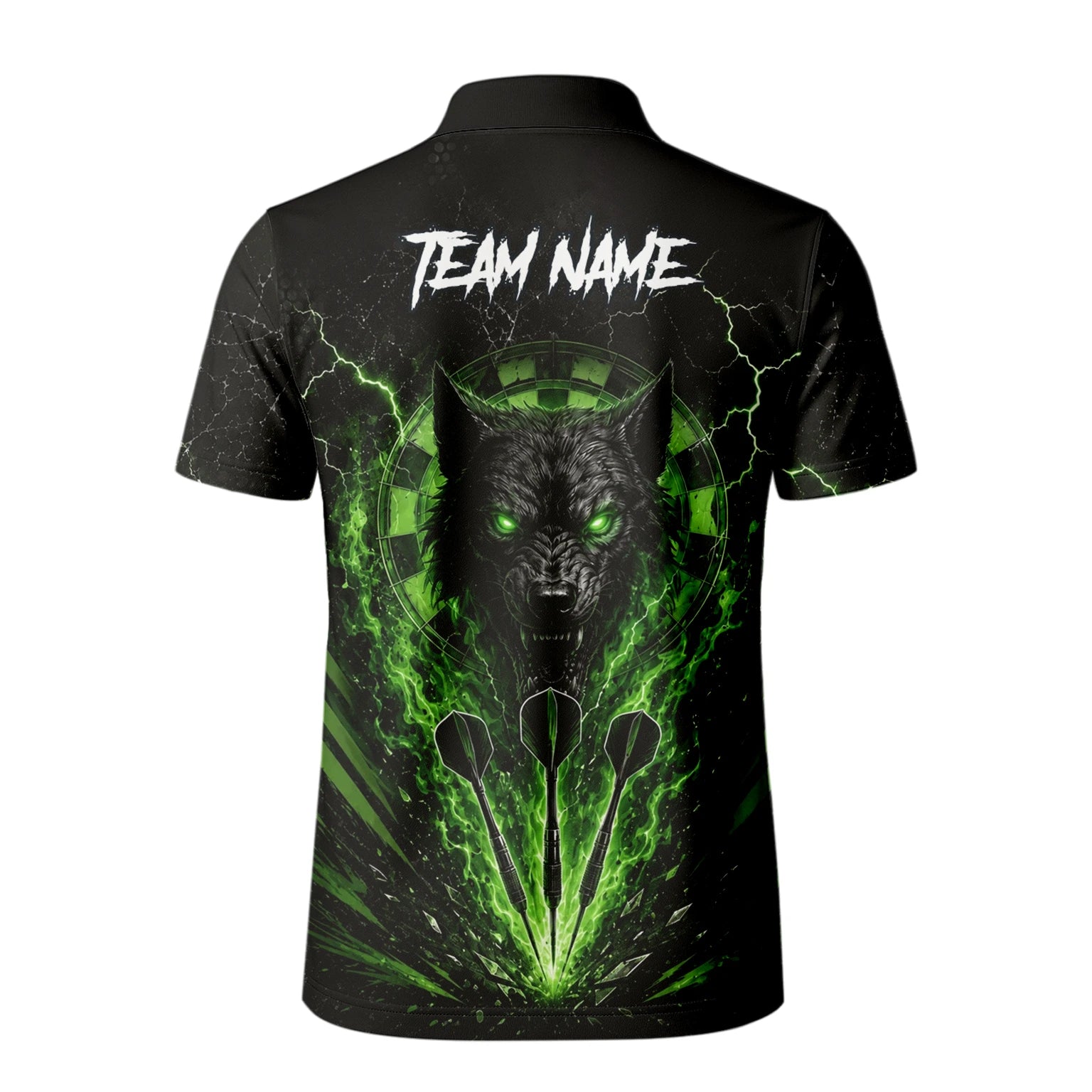 Personalised Black & Green Wolf Dartboard Darts Shirt For Men F303