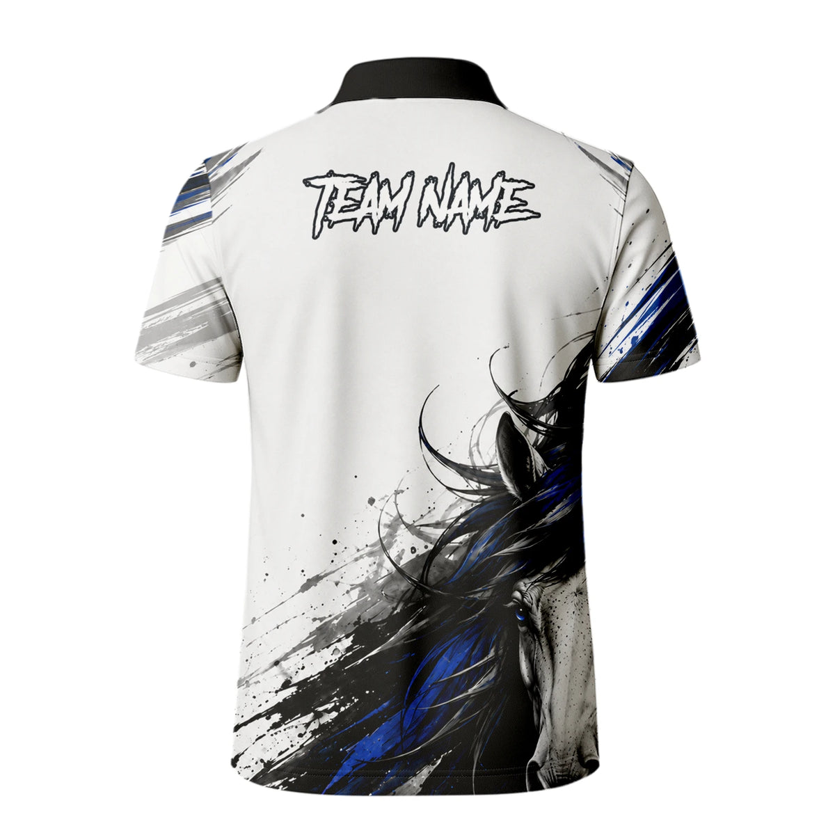 Personalised White Black Blue Rearing Horse Darts Shirt For Men O686