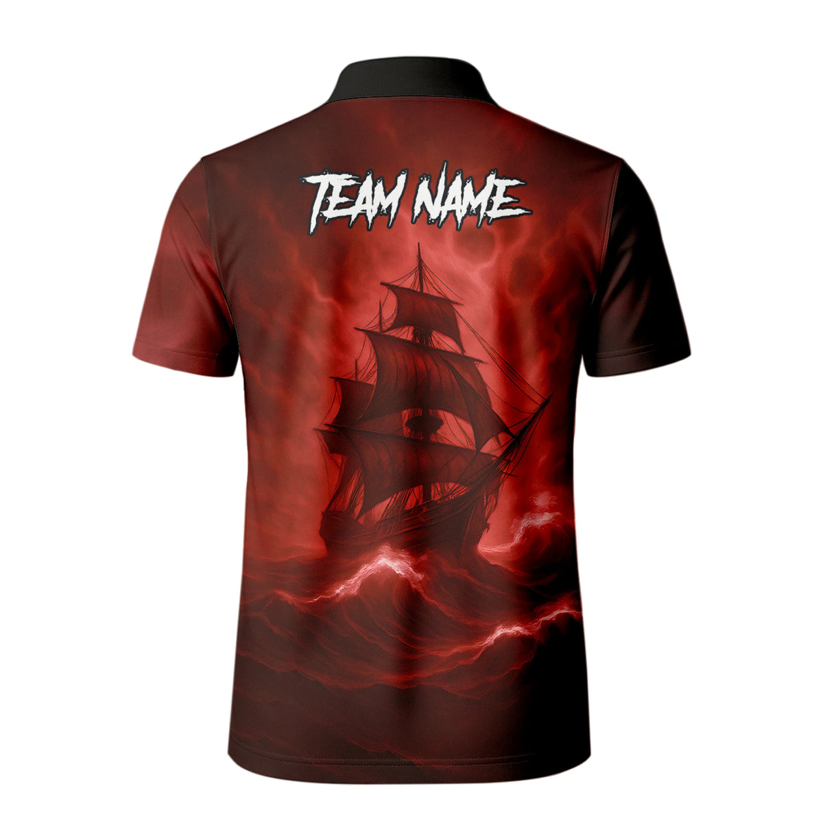 Personalised Red & Black Pirate Skull Crossed Swords Darts Shirt For Men TR8209