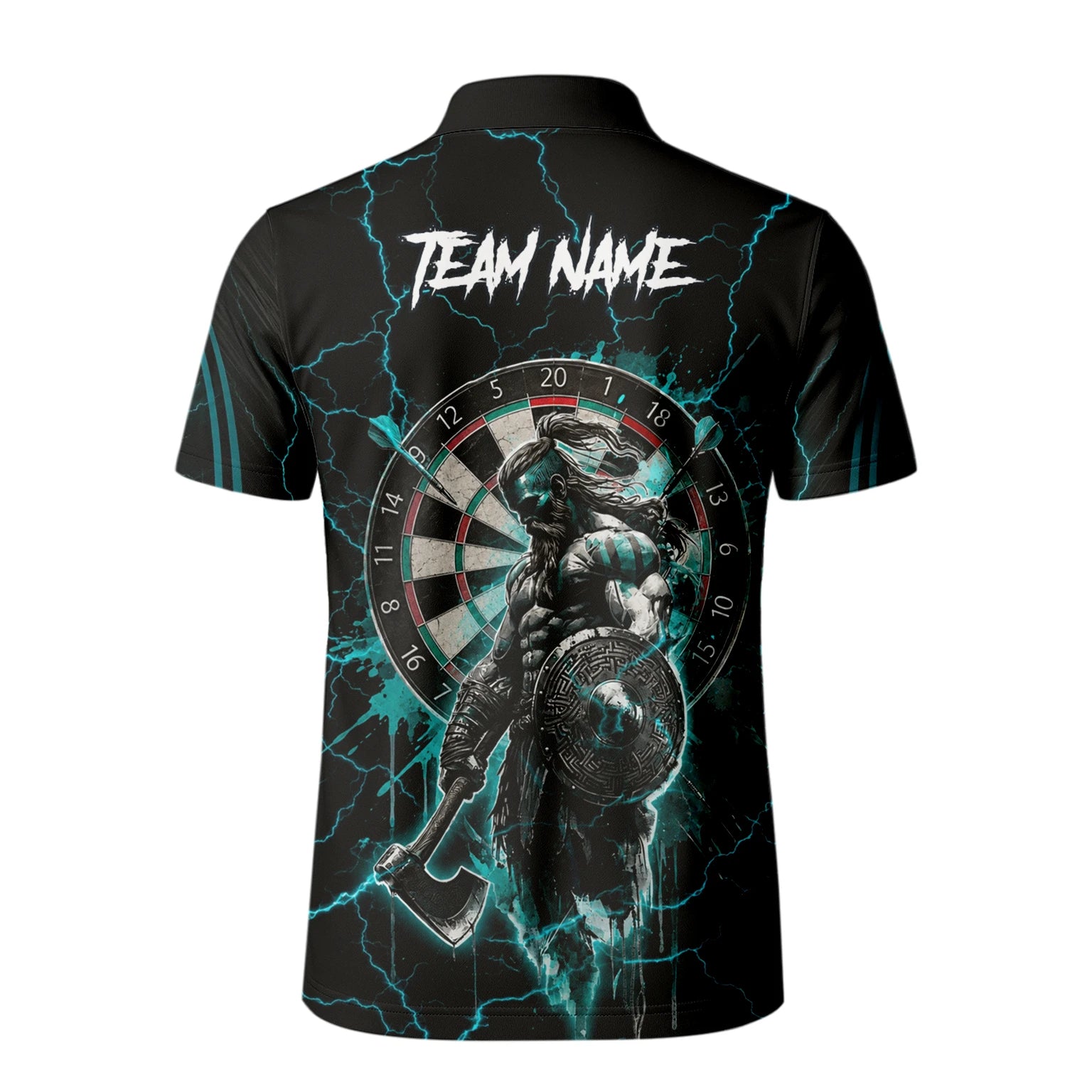 Personalised Teal Lightning Viking Darts Polo Shirt For Men O328