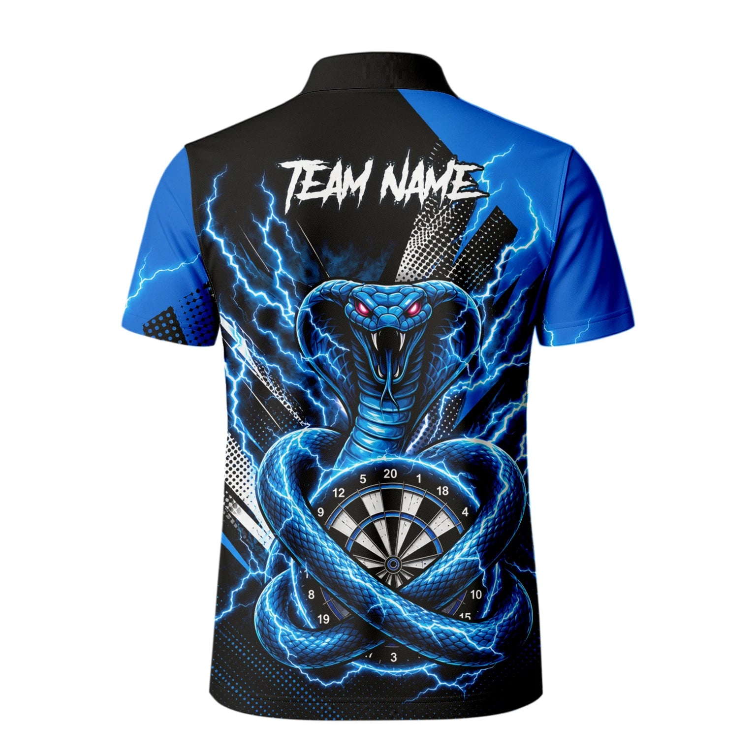 Personalised Blue Lightning Cobra Darts Polo Shirt For Men S015