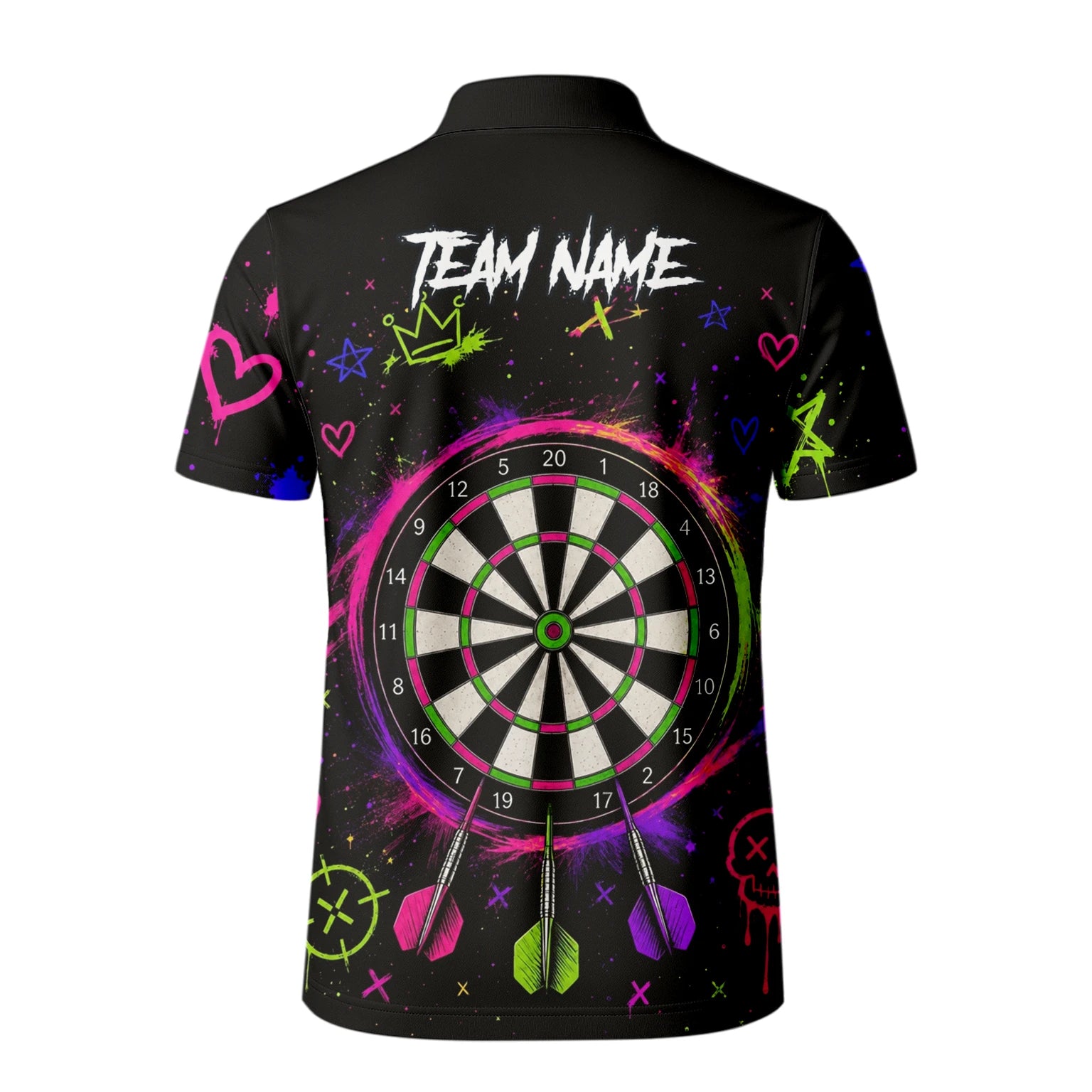 Personalised Black Neon Sugar Skull Woman Darts Shirt For Men K745