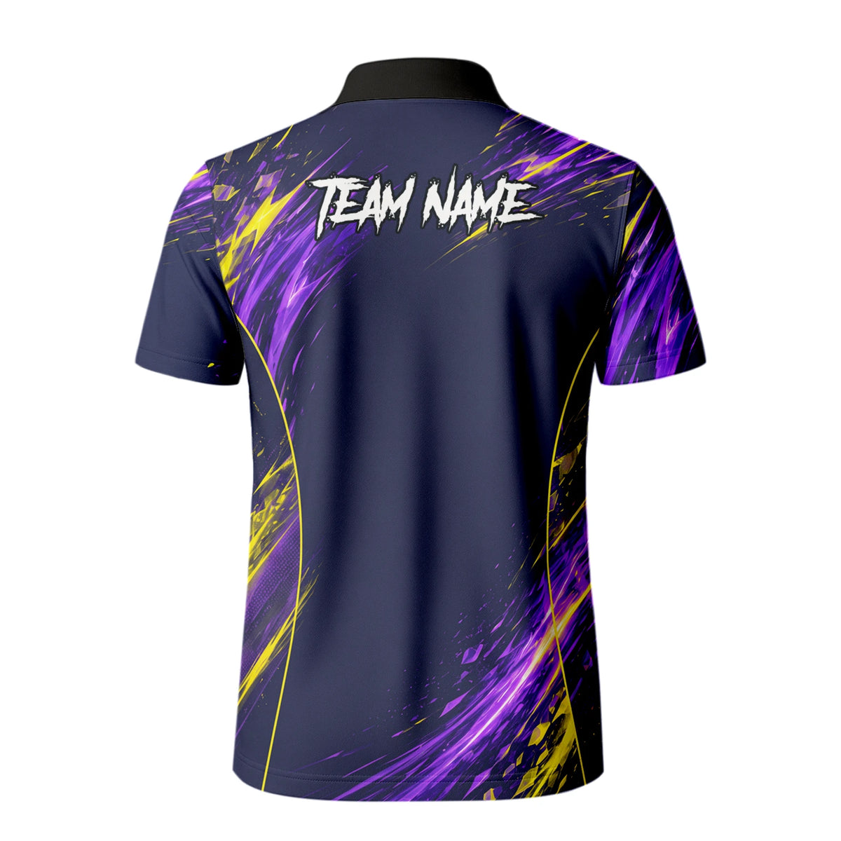 Personalised Navy Purple Yellow Abstract Darts Shirt For Men D517