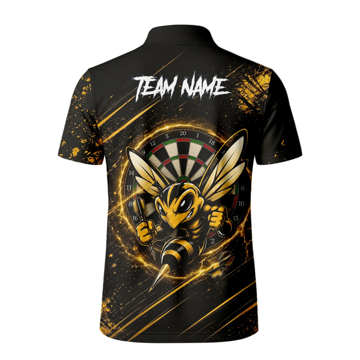 Personalised Black & Gold Bee Dartboard Darts Shirt For Men L410