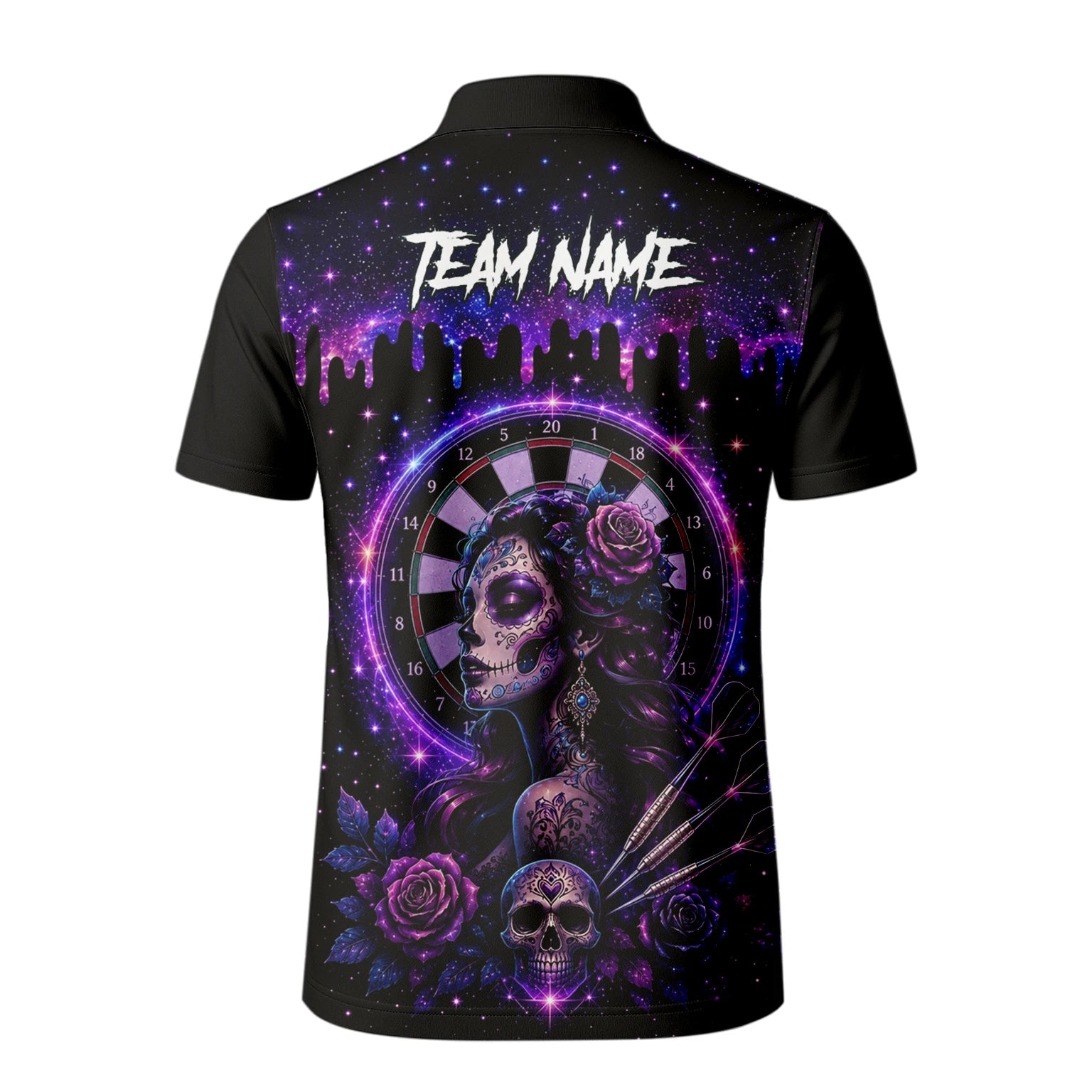 Personalised Purple Galaxy Sugar Skull Darts Shirt For Men Z967