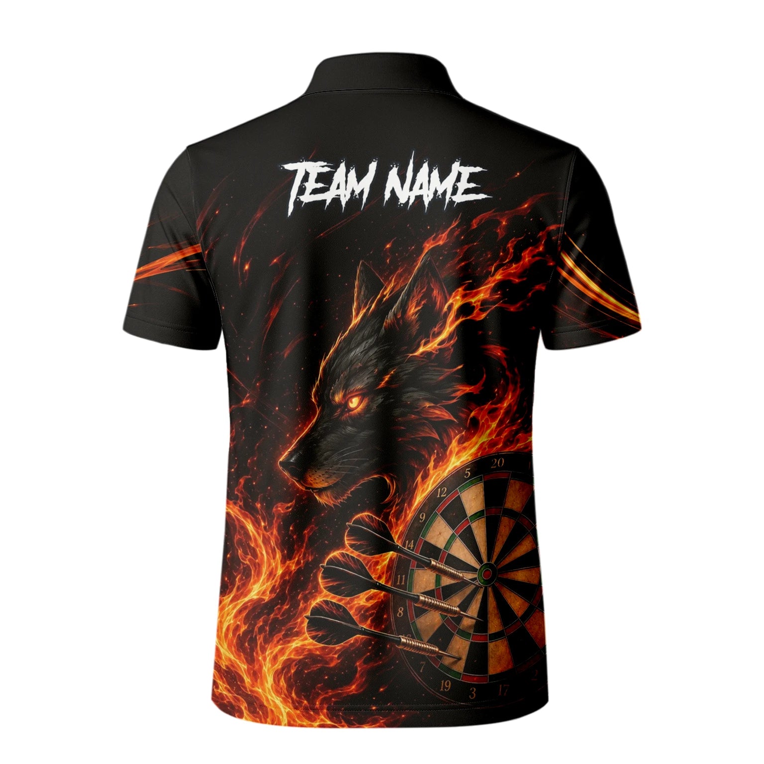 Personalised Flaming Wolf Darts Polo Shirt For Men W521