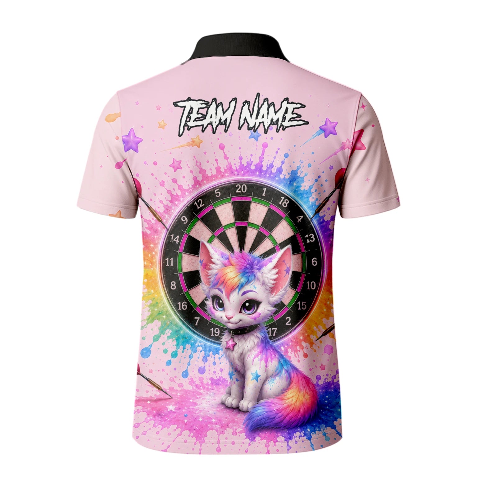 Personalised Pink Rainbow Kitten Dartboard Darts Shirt For Men X398