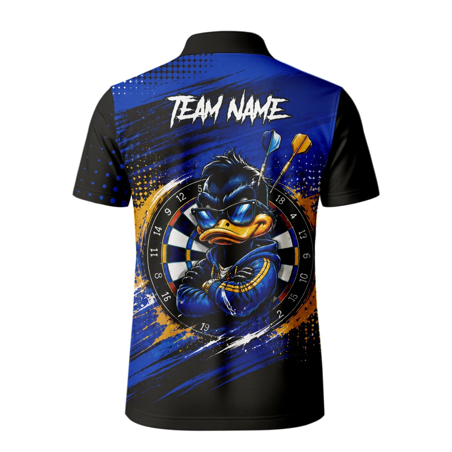 Personalised Blue & Gold Cool Duck Darts Polo Shirt For Men L859