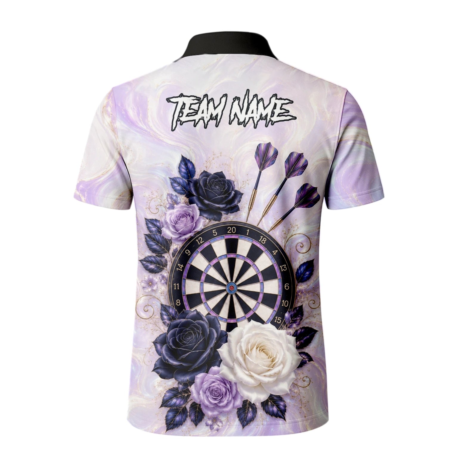 Personalised Purple Marble Rose Darts Polo Shirt For Men S206