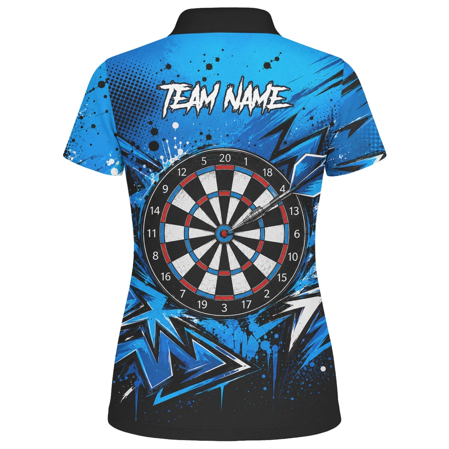Personalised Blue & Black Bulldog Darts Shirt For Women D529