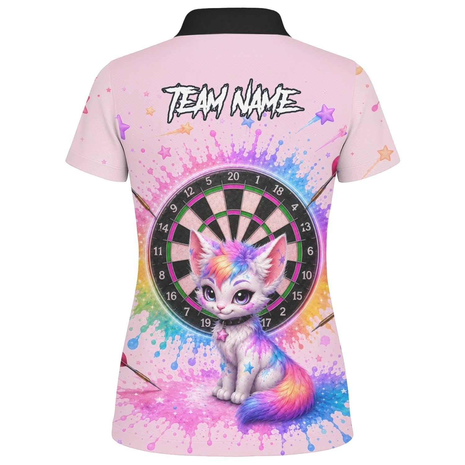Personalised Pink Rainbow Kitten Dartboard Darts Shirt For Women X398
