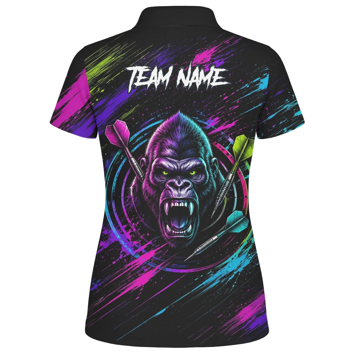 Personalised Black Pink & Purple Gorilla Darts Shirt For Women U874