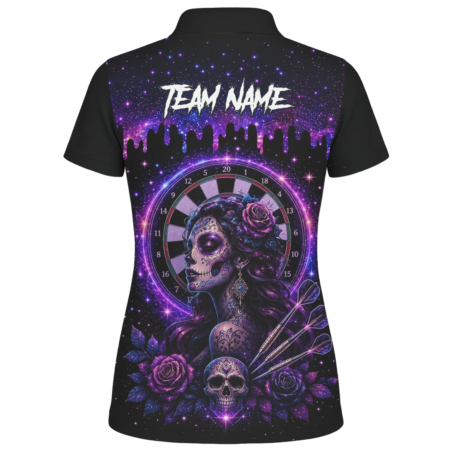 Personalised Purple Galaxy Sugar Skull Darts Shirt For Women Z967
