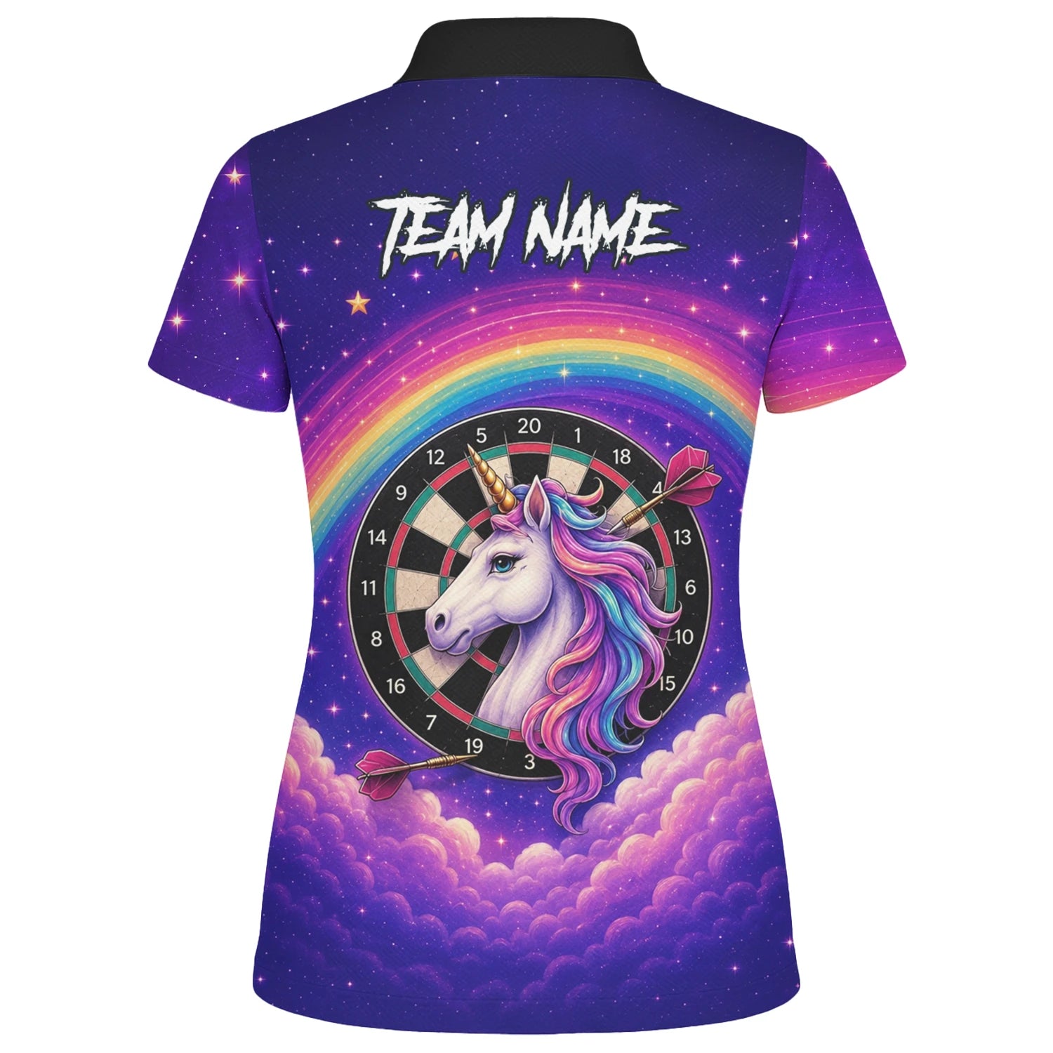 Personalised Rainbow Unicorn Darts Polo Shirt For Women V221