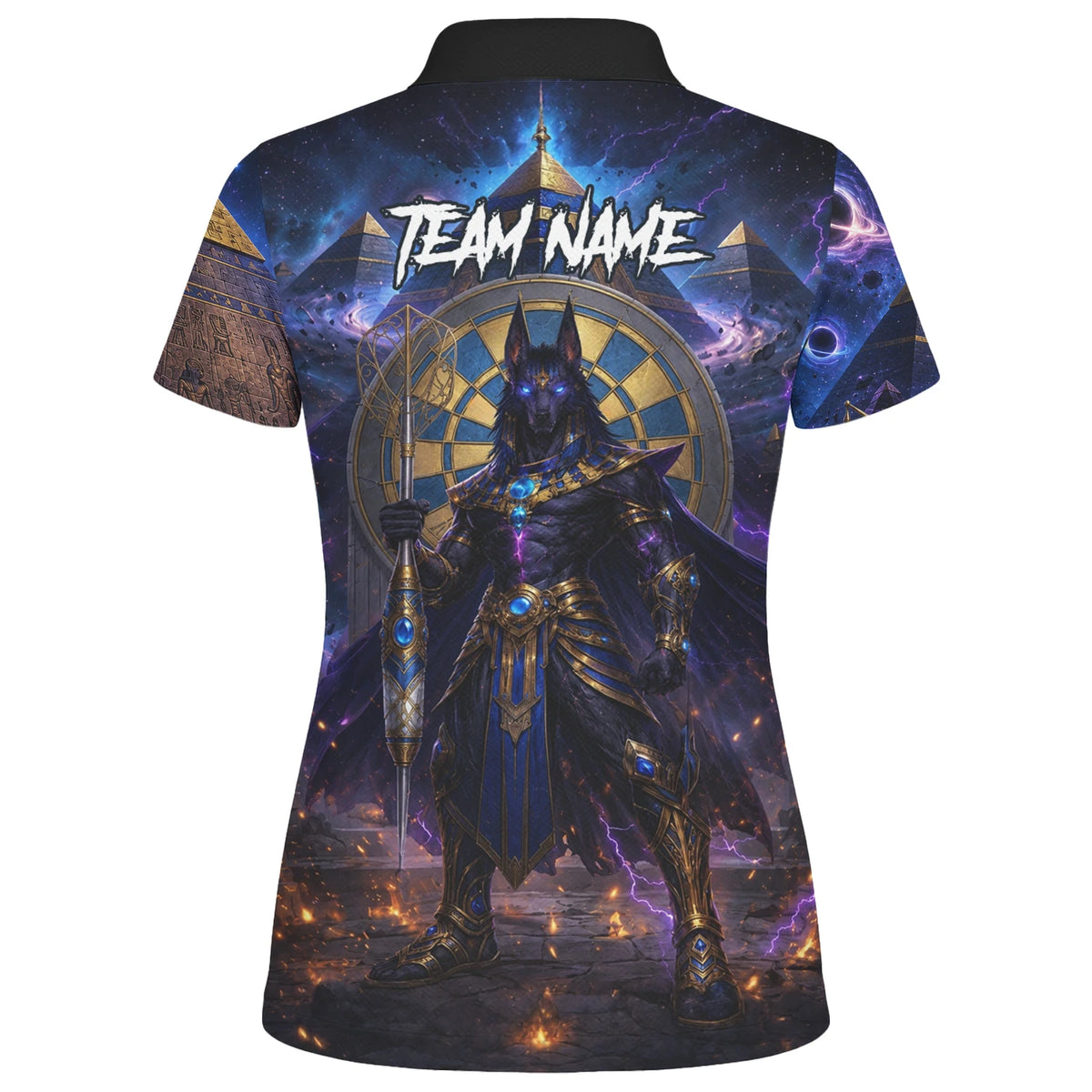 Personalised Blue Gold & Black Anubis Darts Shirt For Women N118