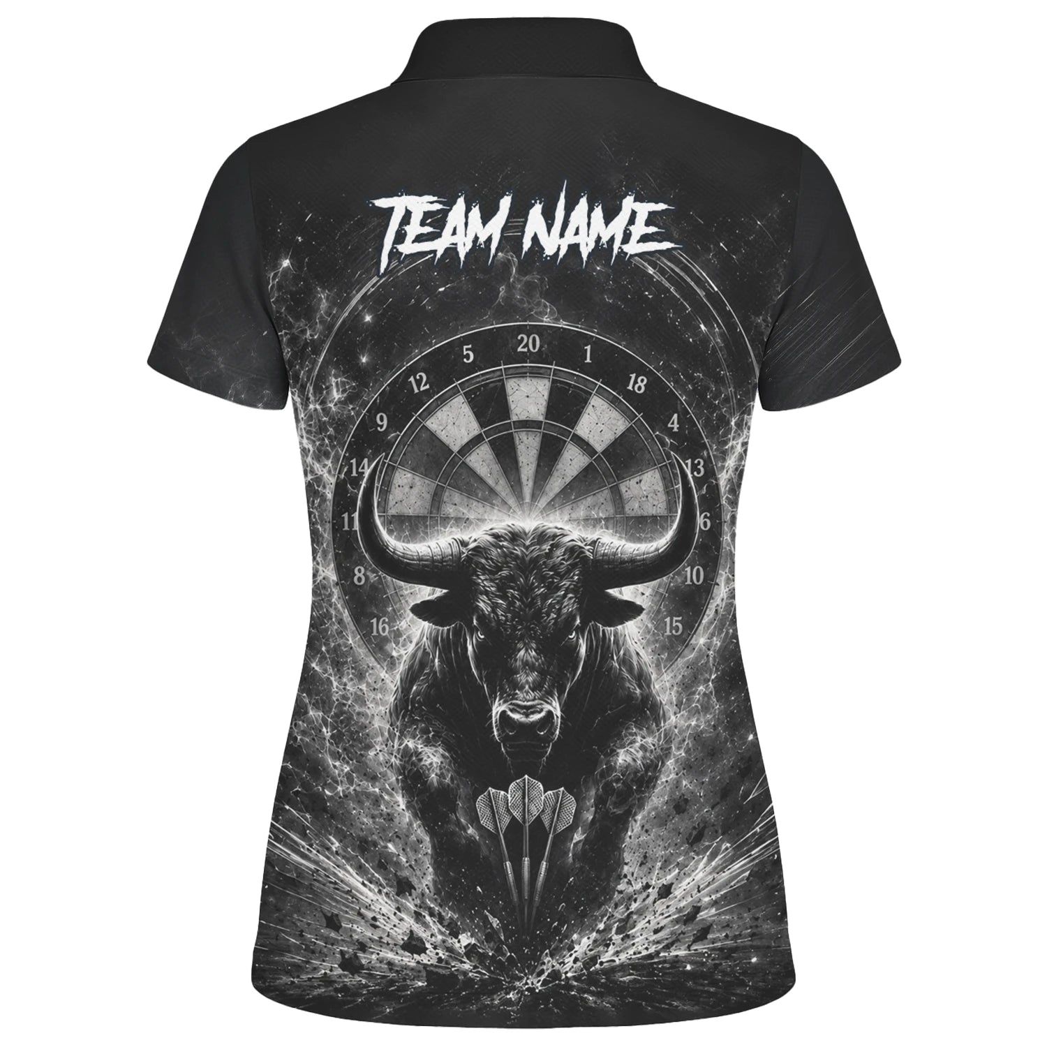 Personalised Black & White Bull Head Darts Shirt For Women V420