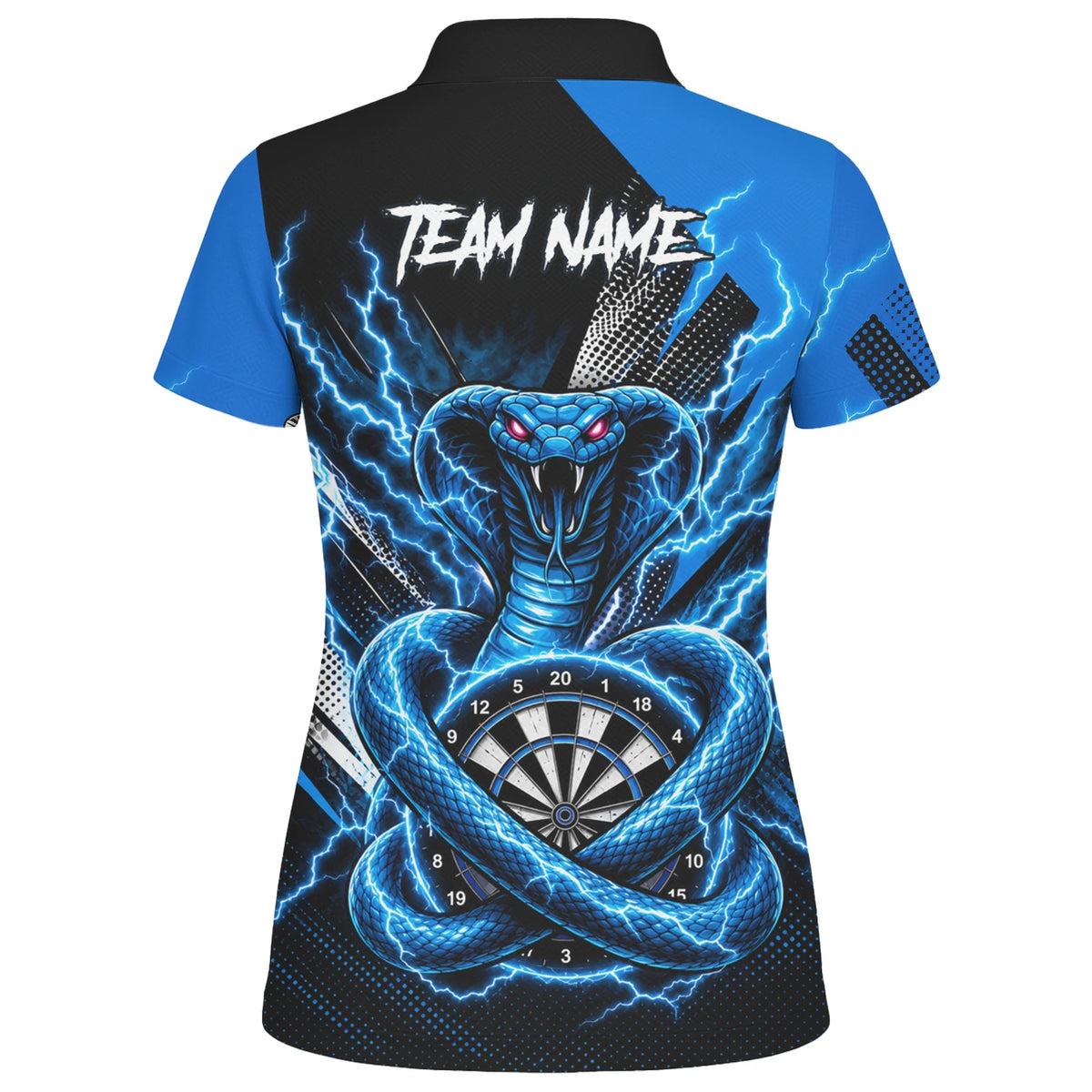 Personalised Blue Lightning Cobra Darts Polo Shirt For Women S015