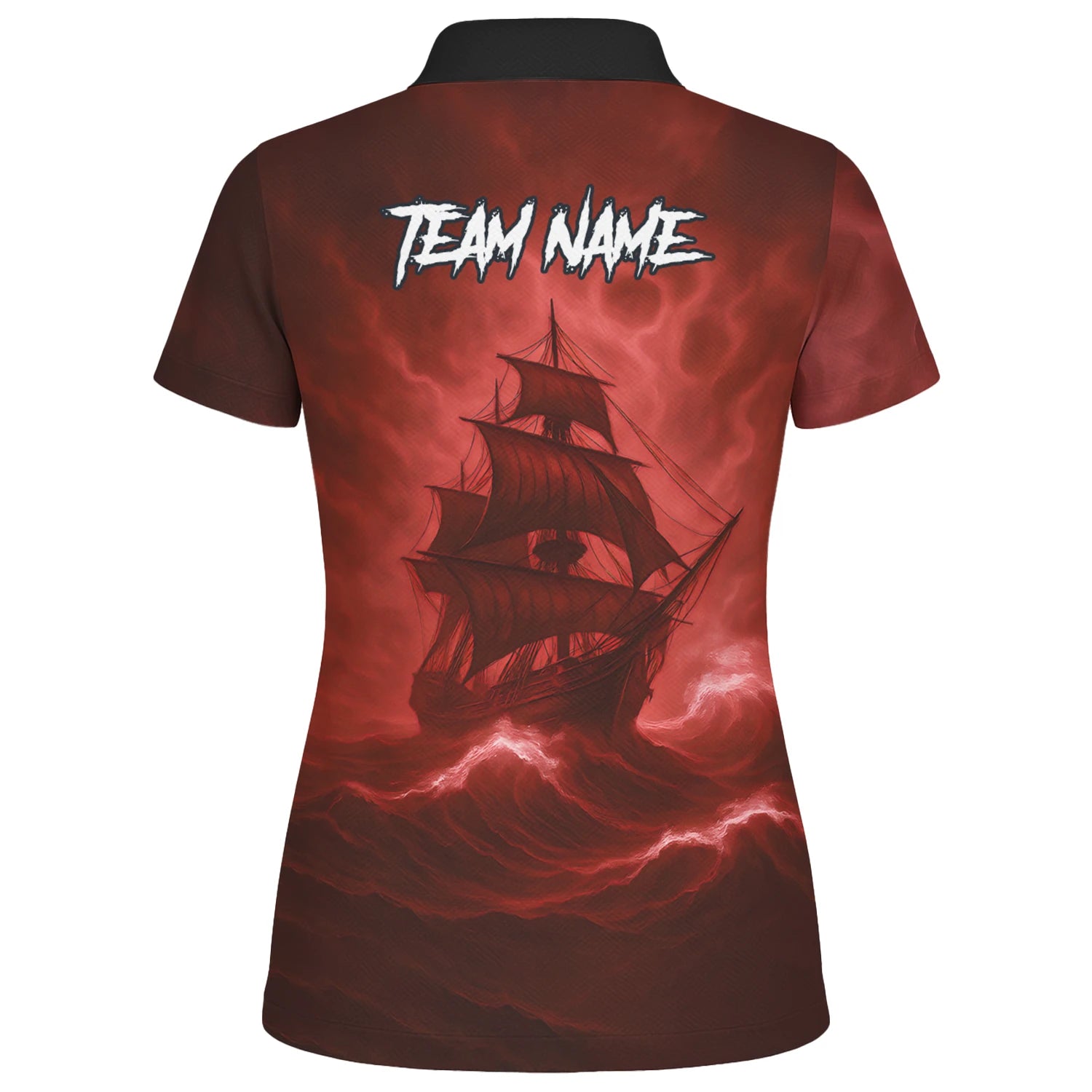 Personalised Red & Black Pirate Skull Crossed Swords Darts Shirt For Women TR8209