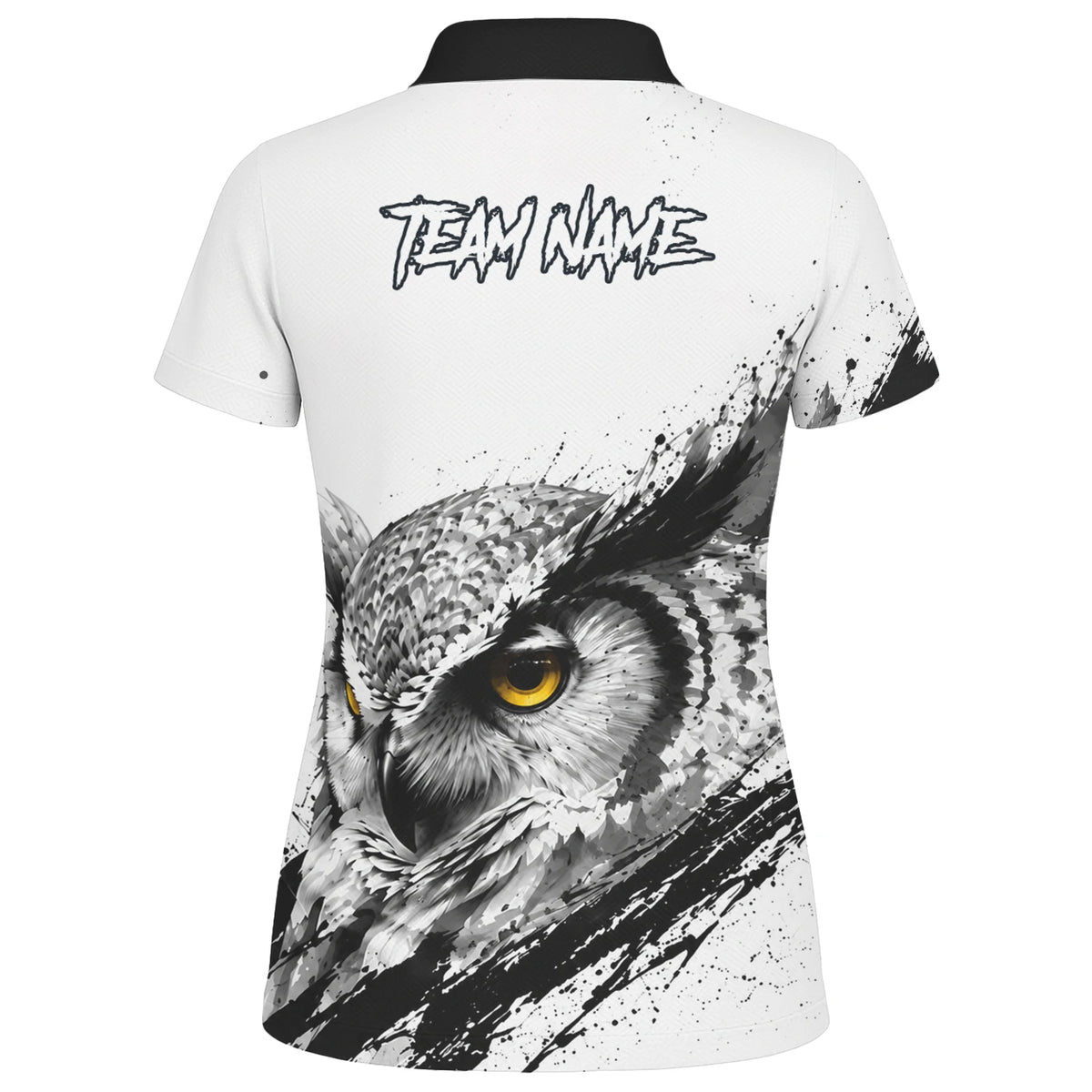 Personalised White Black Yellow Owl Darts Shirt For Women P128