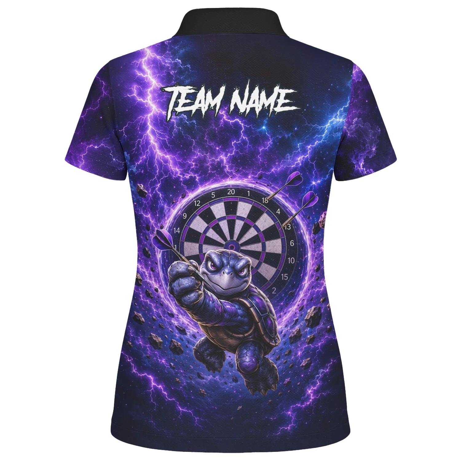 Personalised Purple & Black Turtle Playing Darts Shirt For Women F796