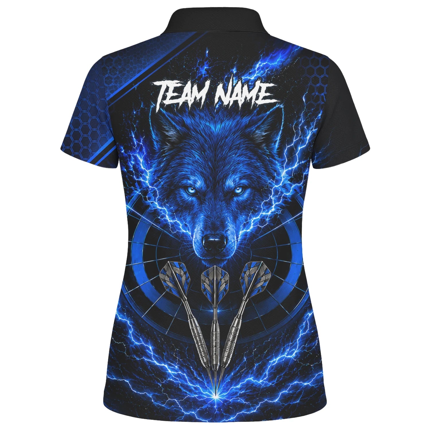 Personalised Black & Blue Wolf Lightning Darts Shirt For Women Y375